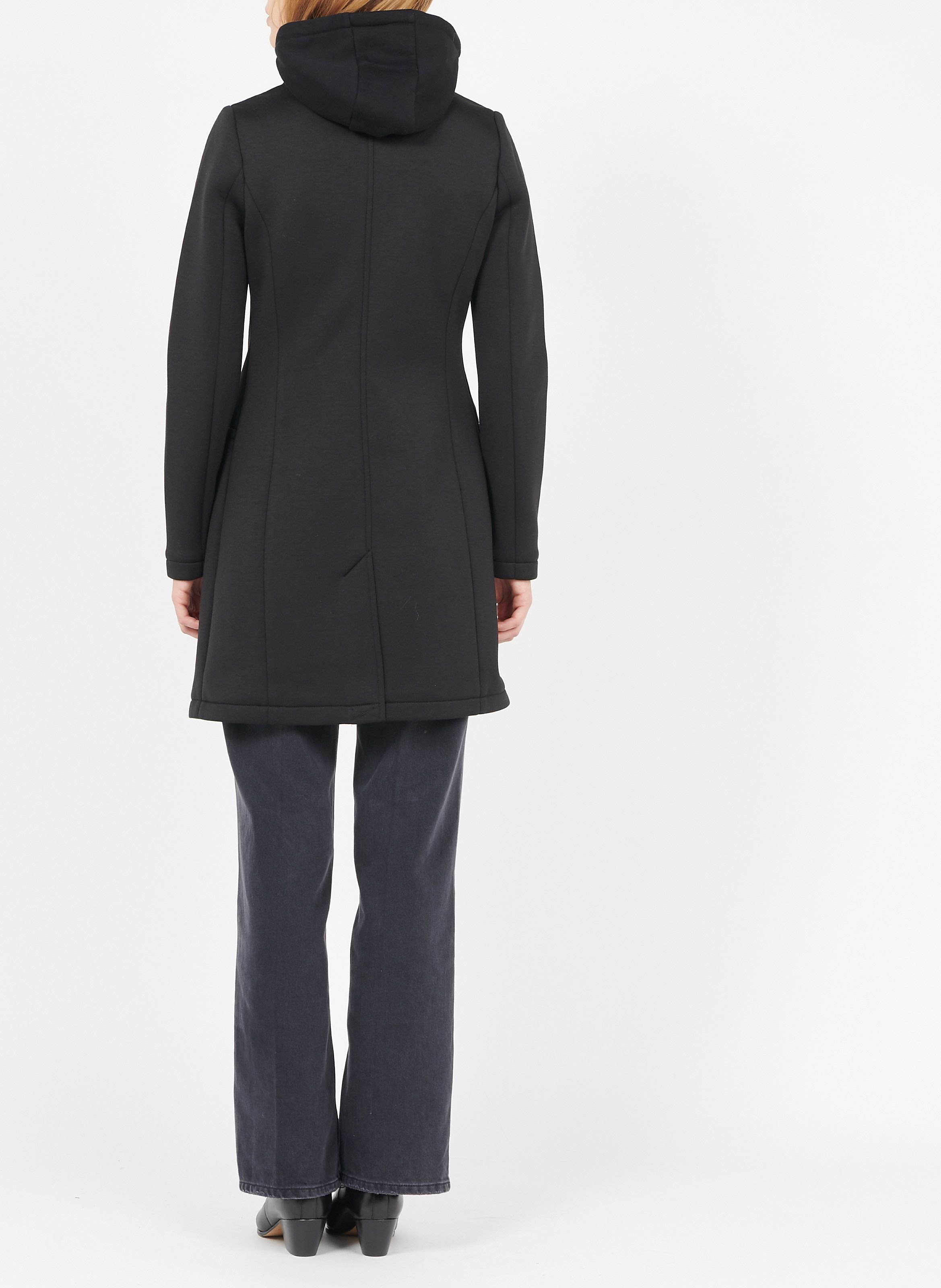Manteau mi-long col tailleur à capuche IKKS Noir