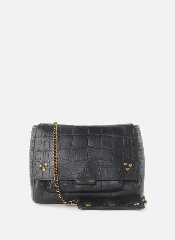 Sac à bandoulière Lulu M en cuir de vachette Noir by JÉRÔME DREYFUSS JÉRÔME DREYFUSS Sac à bandoulière Lulu M en cuir de vachette Noir