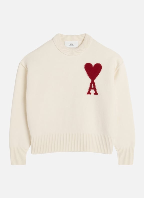 Pull ami de coeur rouge unisexe Blanc by AMI PARIS AMI PARIS Pull ami de coeur rouge unisexe Blanc