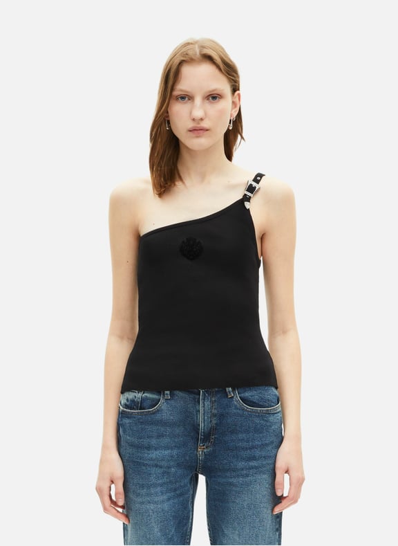 Débardeur asymétrique côtelé Noir by THE KOOPLES THE KOOPLES Débardeur asymétrique côtelé Noir