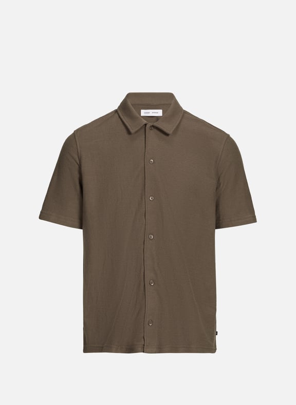 Chemise droite en coton mélangé Marron by SAMSOE SAMSOE SAMSOE SAMSOE Chemise droite en coton mélangé Marron