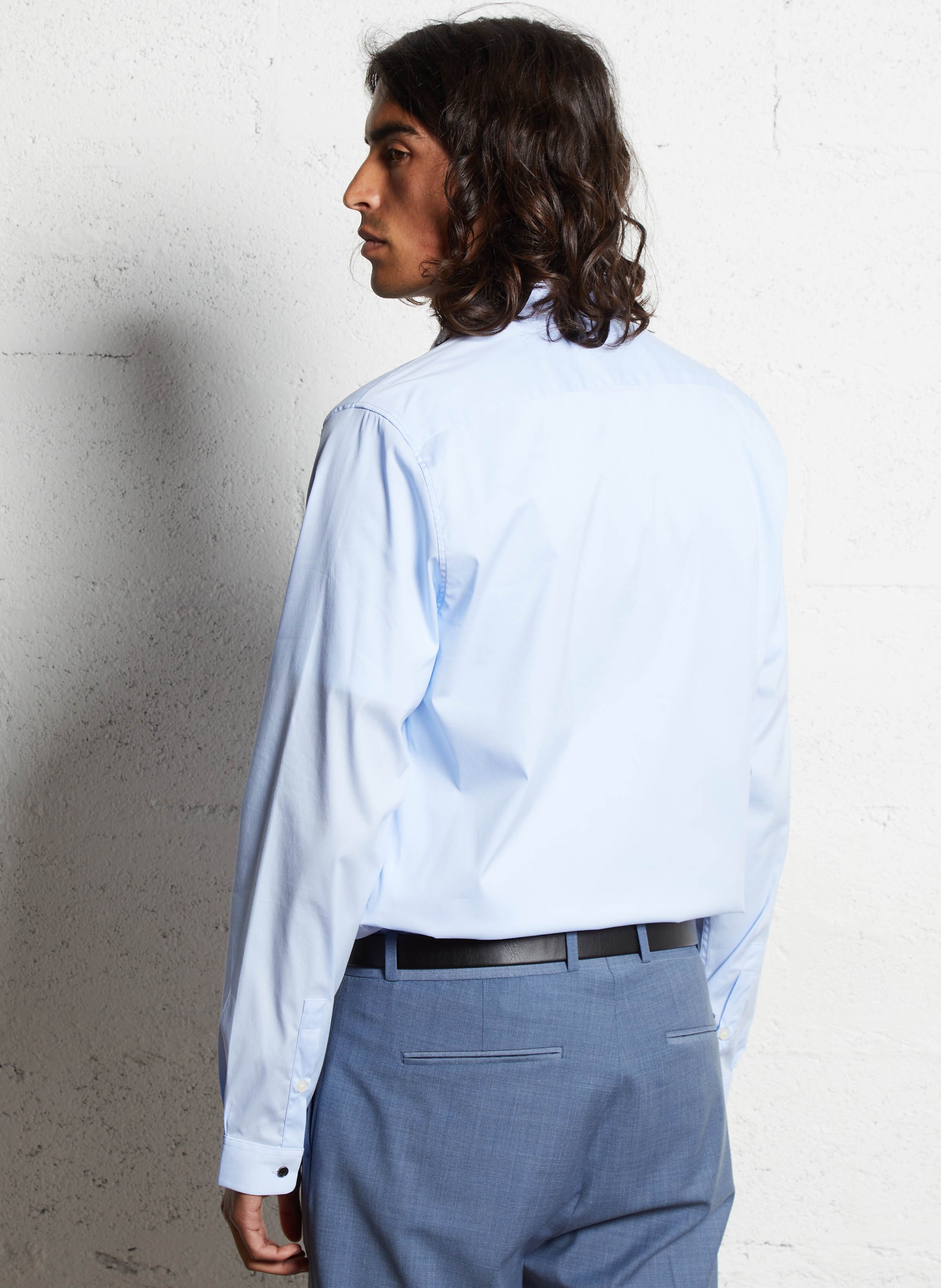 Chemise slim col classique en coton IKKS Bleu