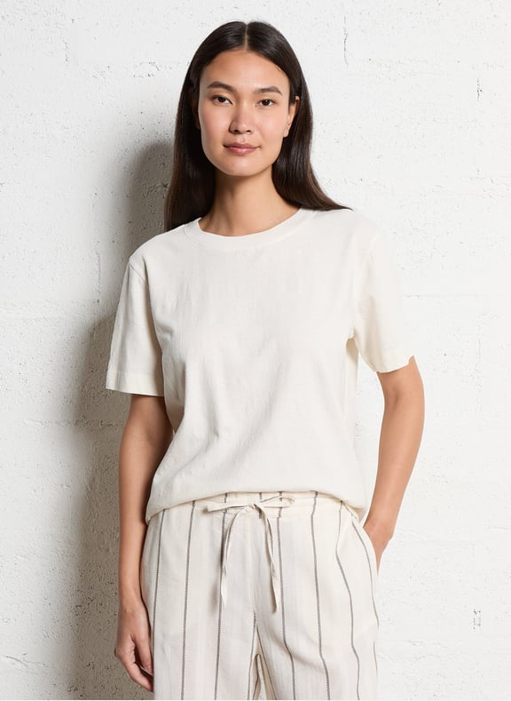 Tee-shirt droit col rond uni marcel/le Blanc by MAISON 123 MAISON 123 Tee-shirt droit col rond uni marcel/le Blanc