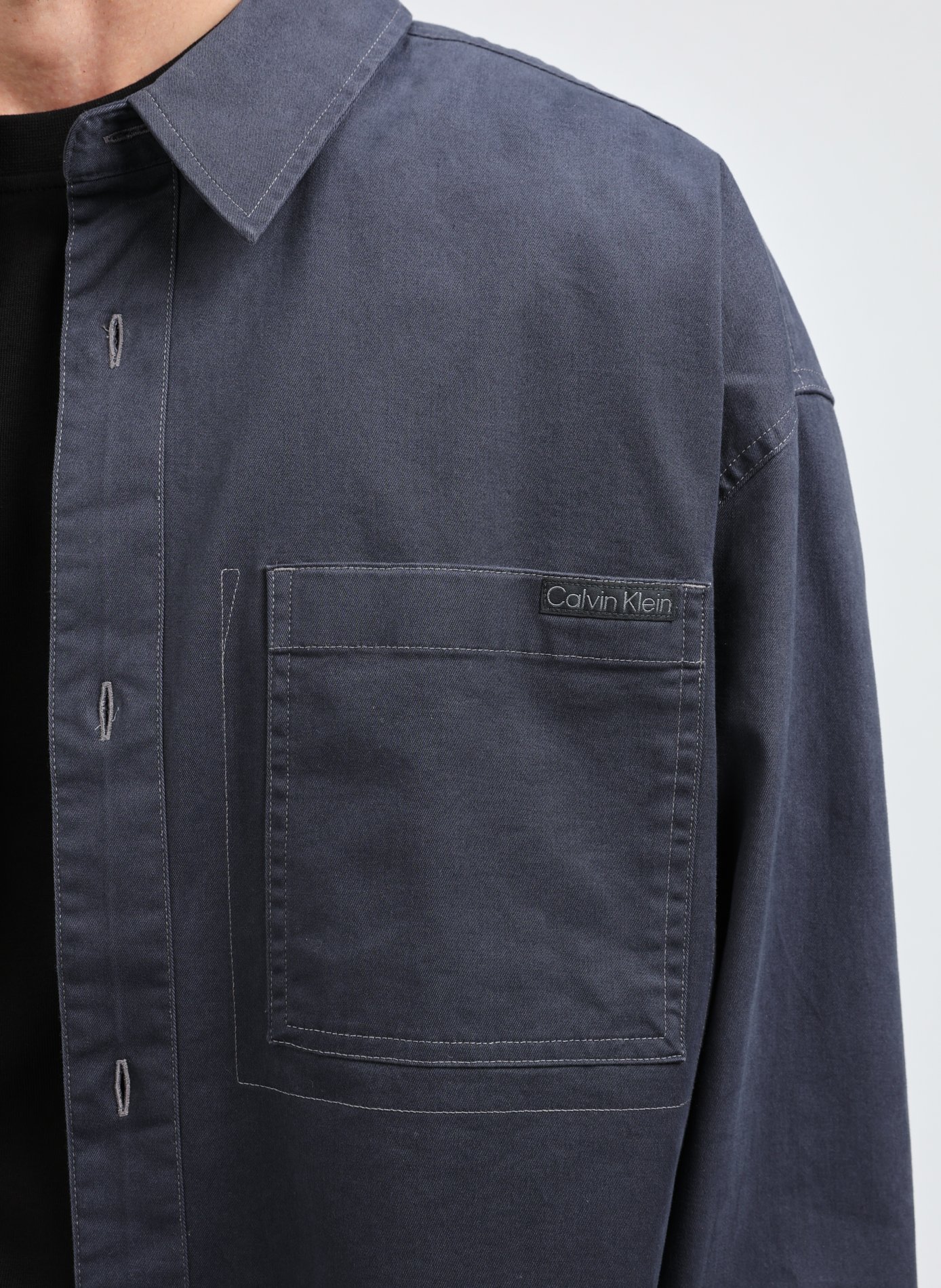 Oversized shirt in blended cotton CALVIN KLEIN Blue