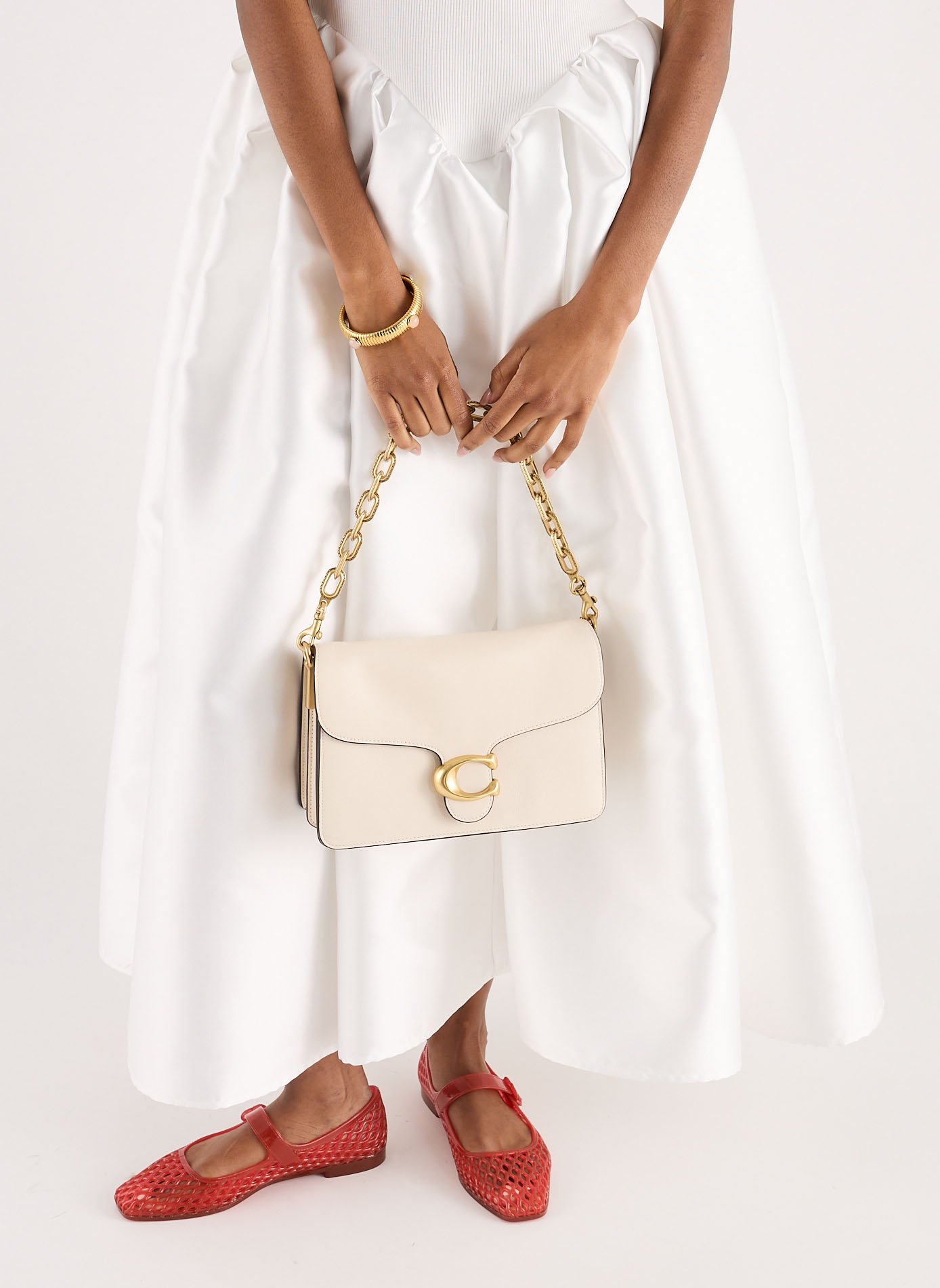 Sac épaule avec chaîne en cuir COACH Beige