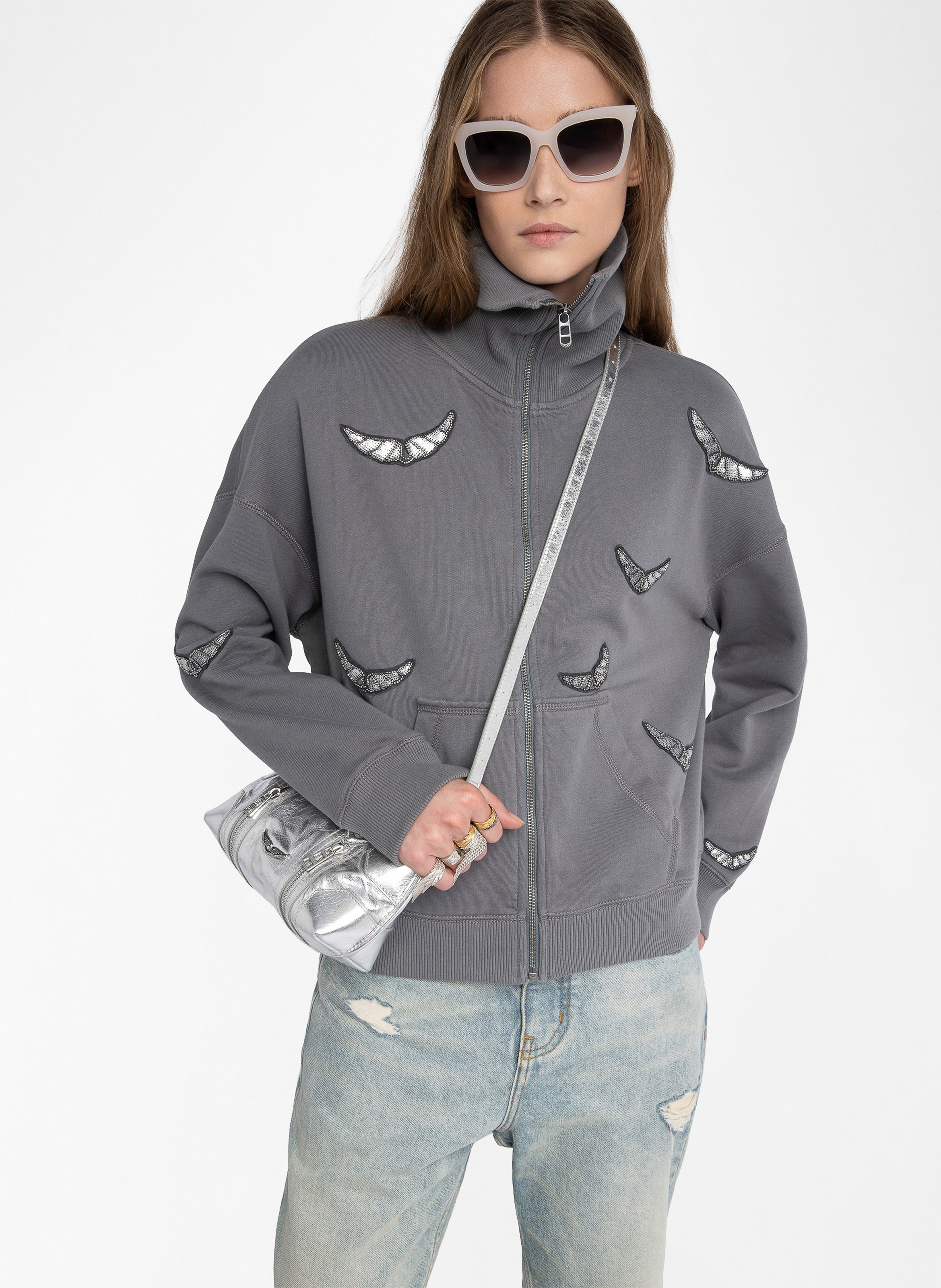 Sweat droit col montant en coton milly ZADIG&VOLTAIRE Gris