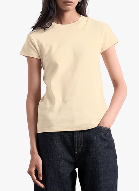 T-Shirt uni à col rond Beige Topshop Femme - Main Image