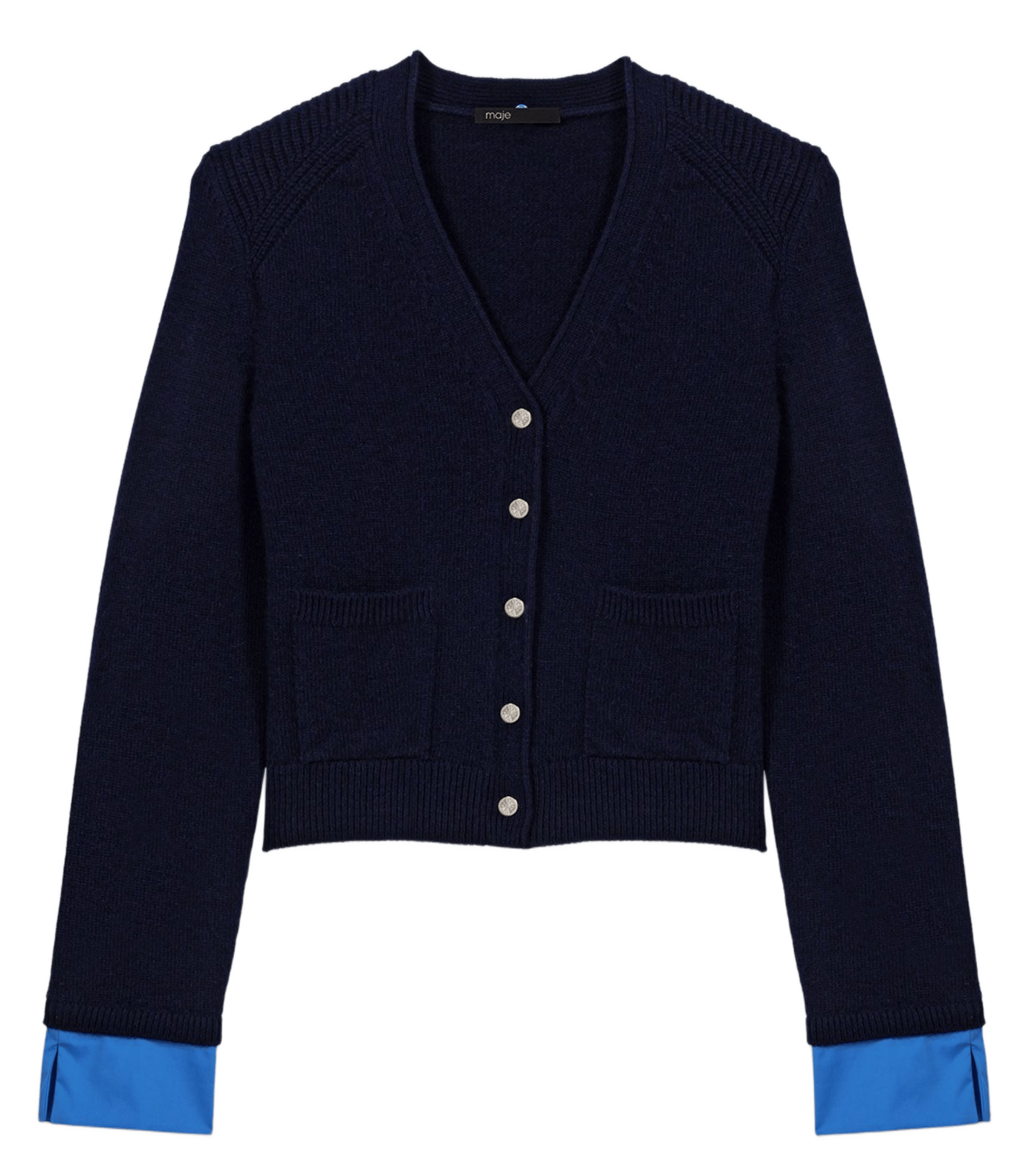 Cardigan en laine avec détails amovibles Bleu