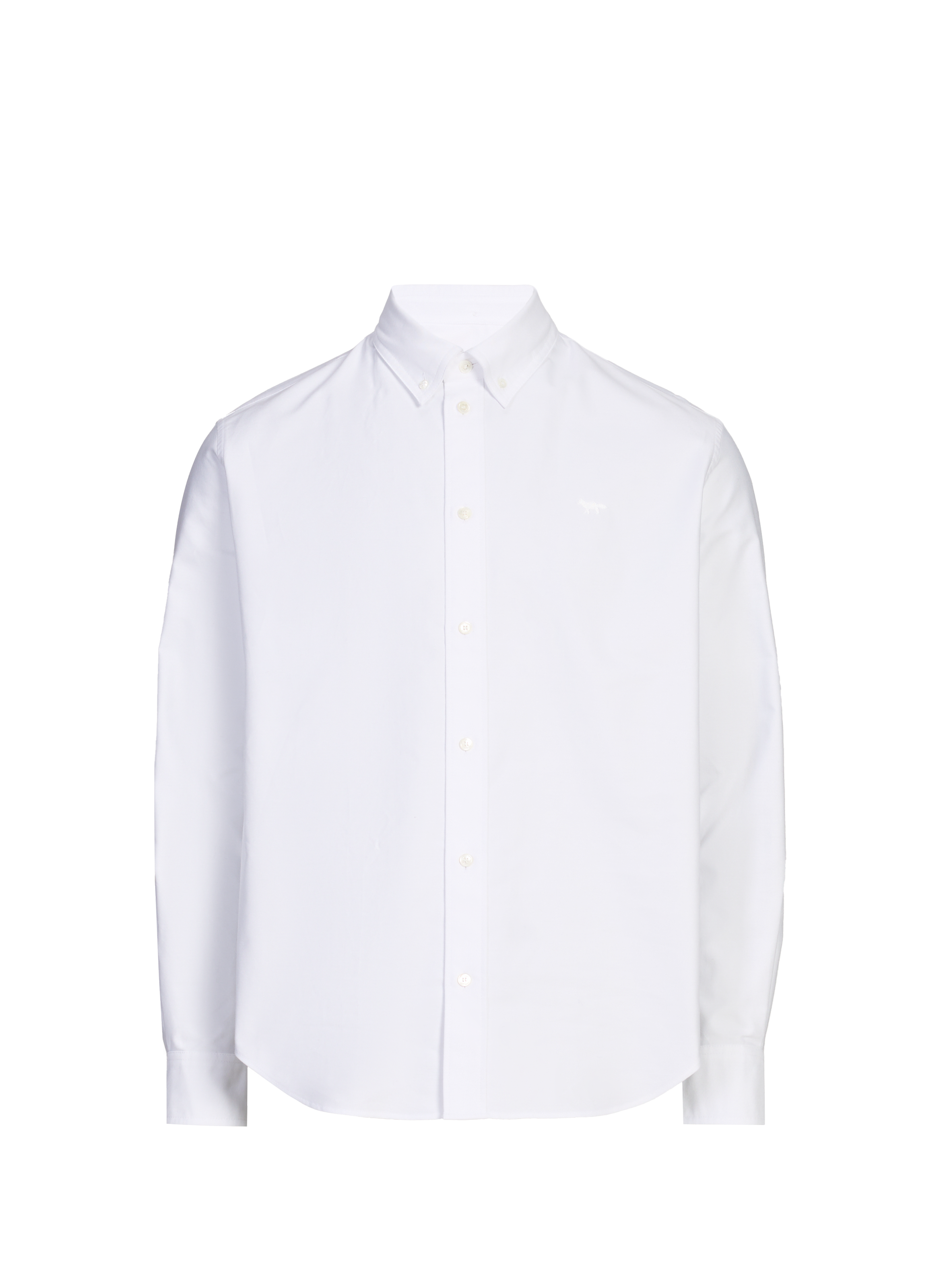MAISON KITSUNÉ Straight cotton embroidered shirt White