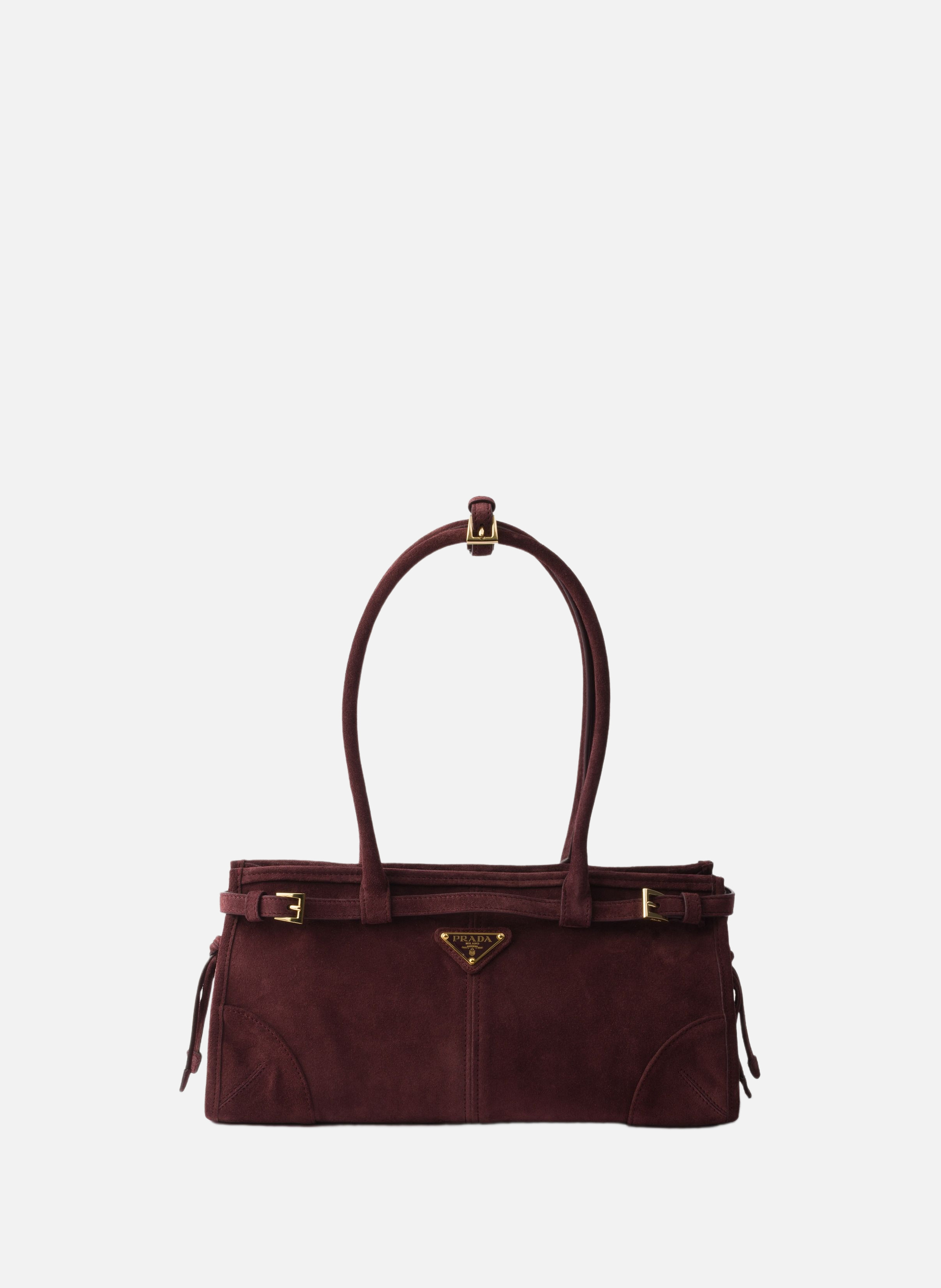 Sac à main prada bonnie en veau velours PRADA Rouge