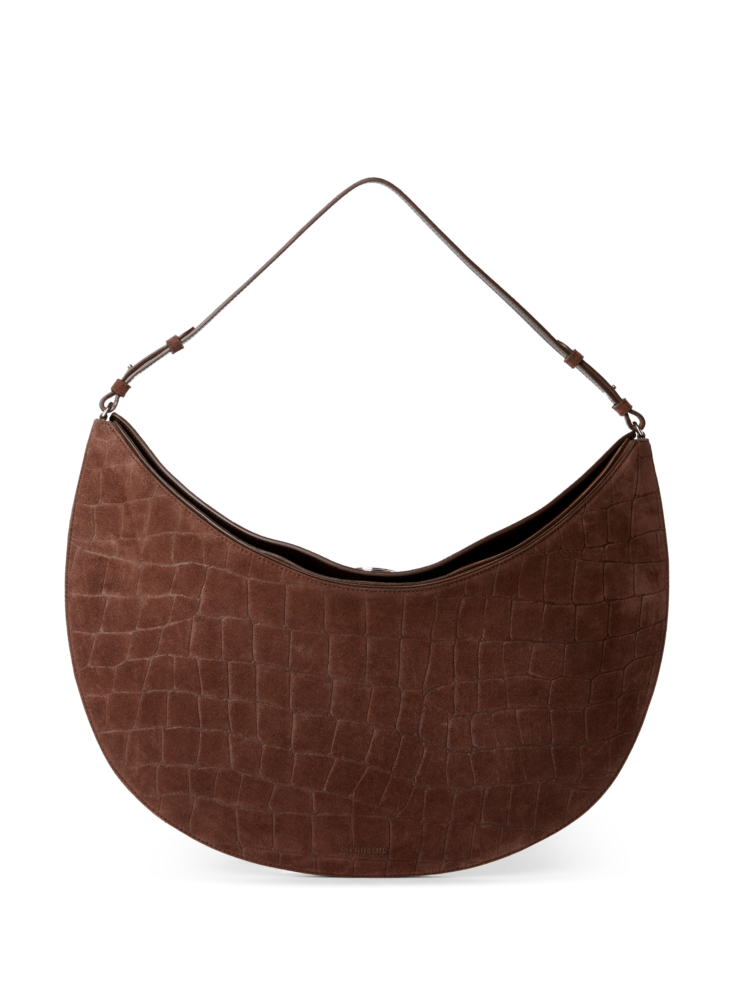 JACQUEMUS Crocodile skin suede leather bag Brown