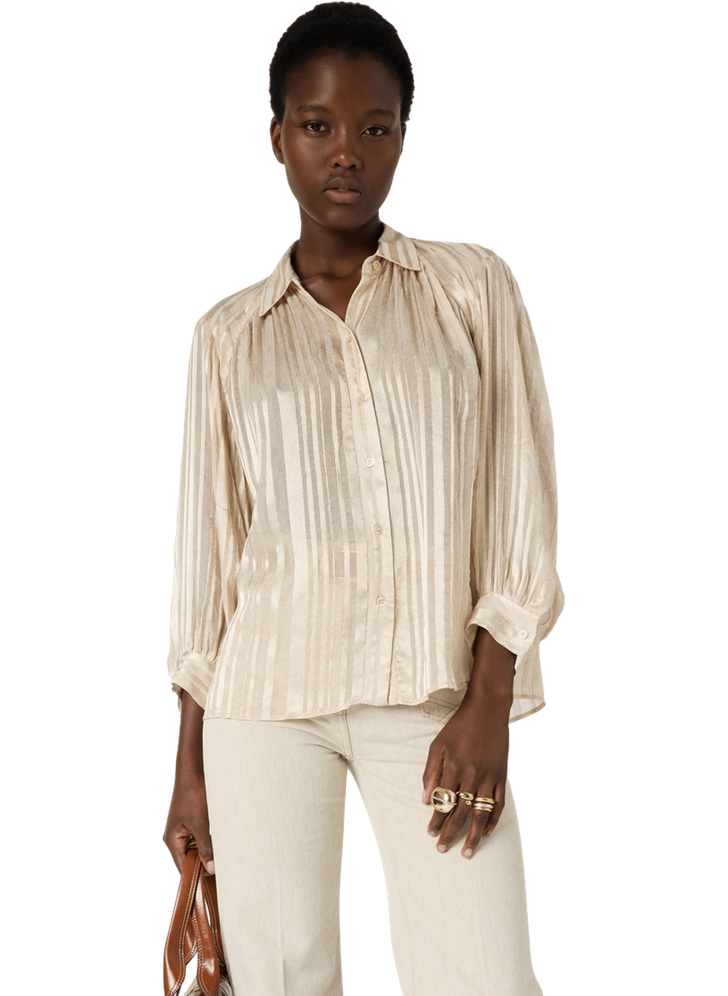 Chemise fluide à rayures et jacquard - crina GERARD DAREL Beige