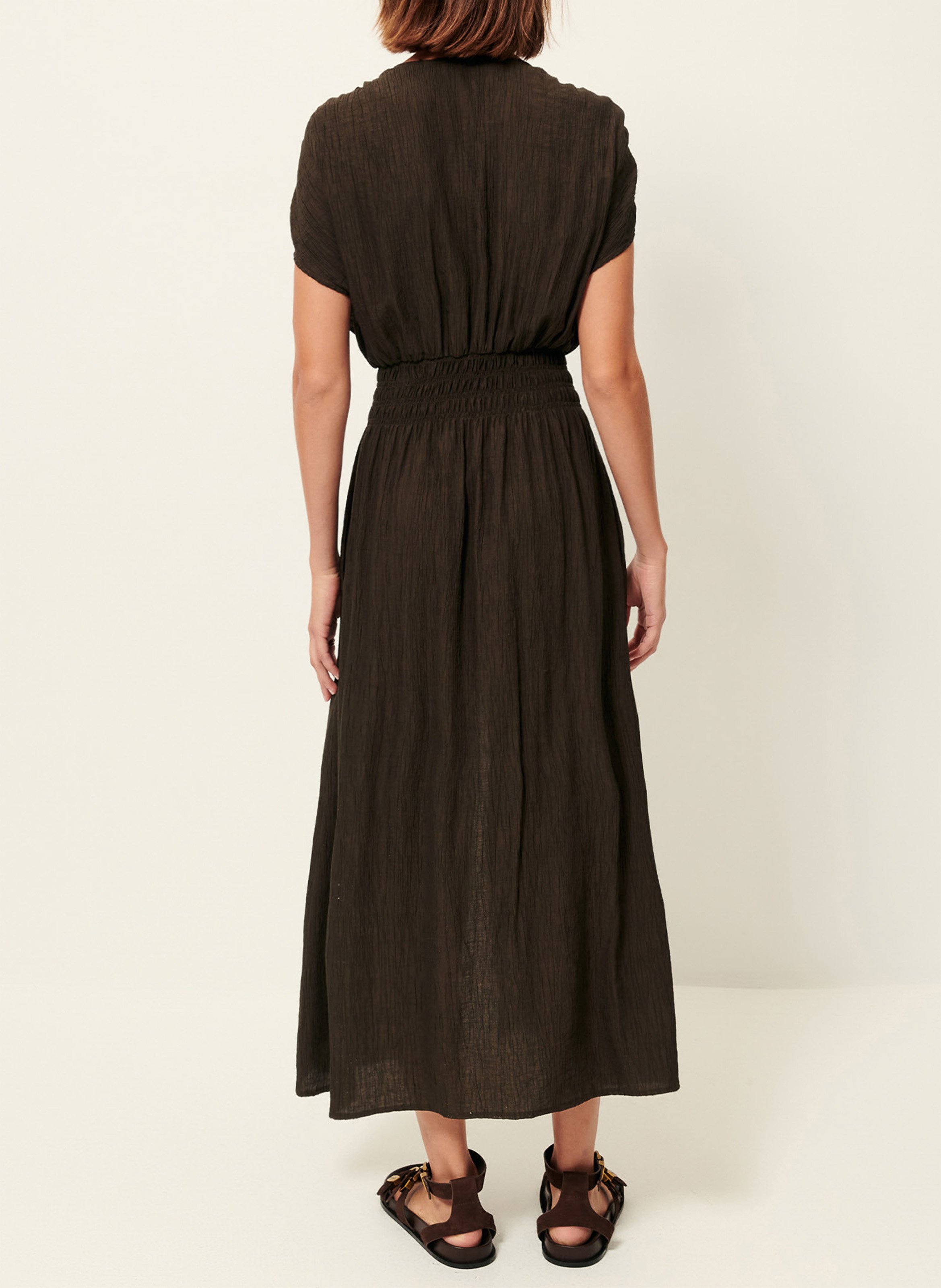 Robe chemise droite galiane SESSUN Marron