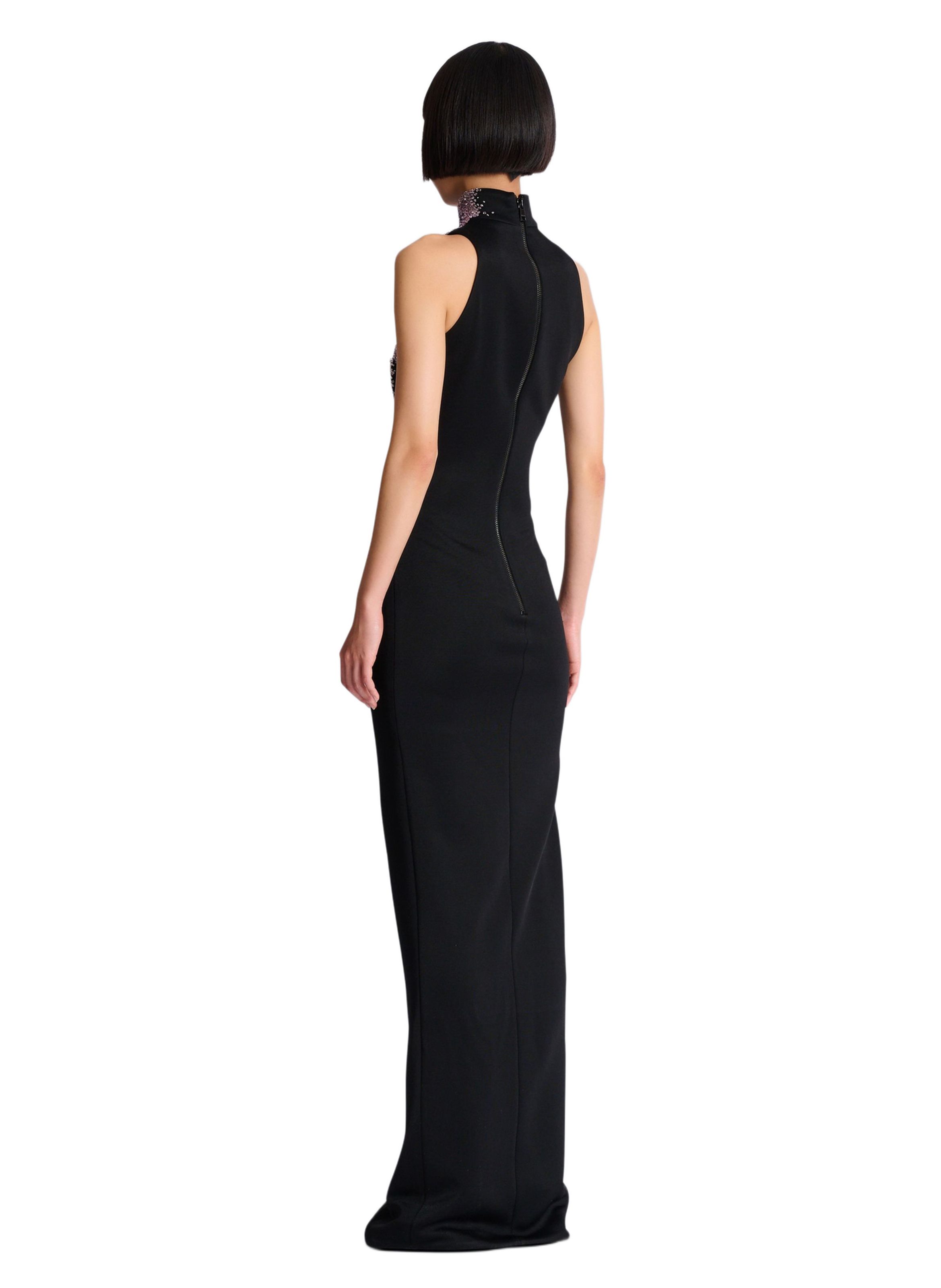 Robe dos-nu en jersey milano brodé « amethyst » BALMAIN Noir