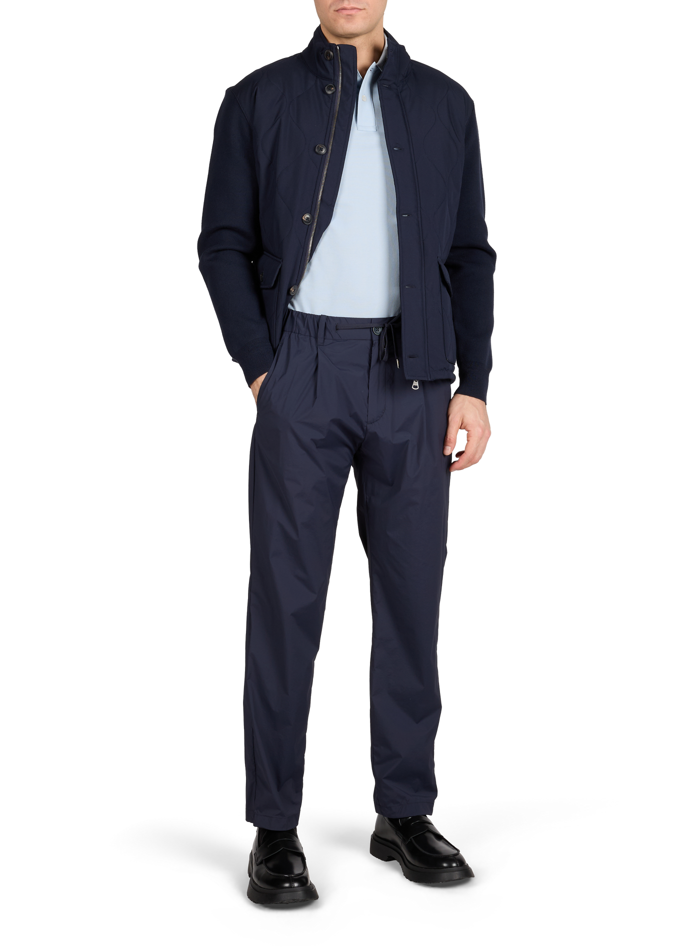 Straight pants with drawstring. HERNO Blue