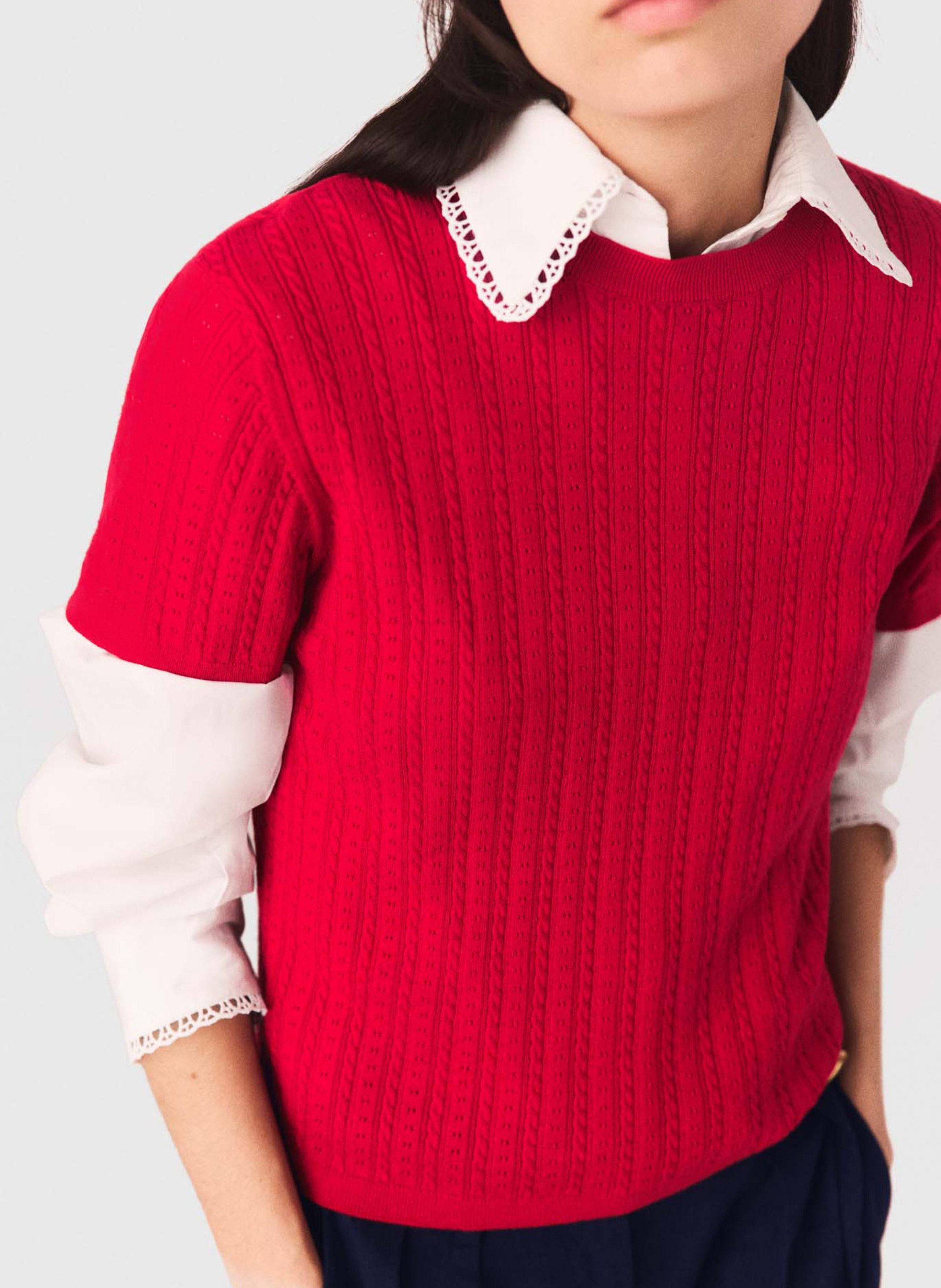 Pull moulant col rond en coton mélangé MAJE Rouge