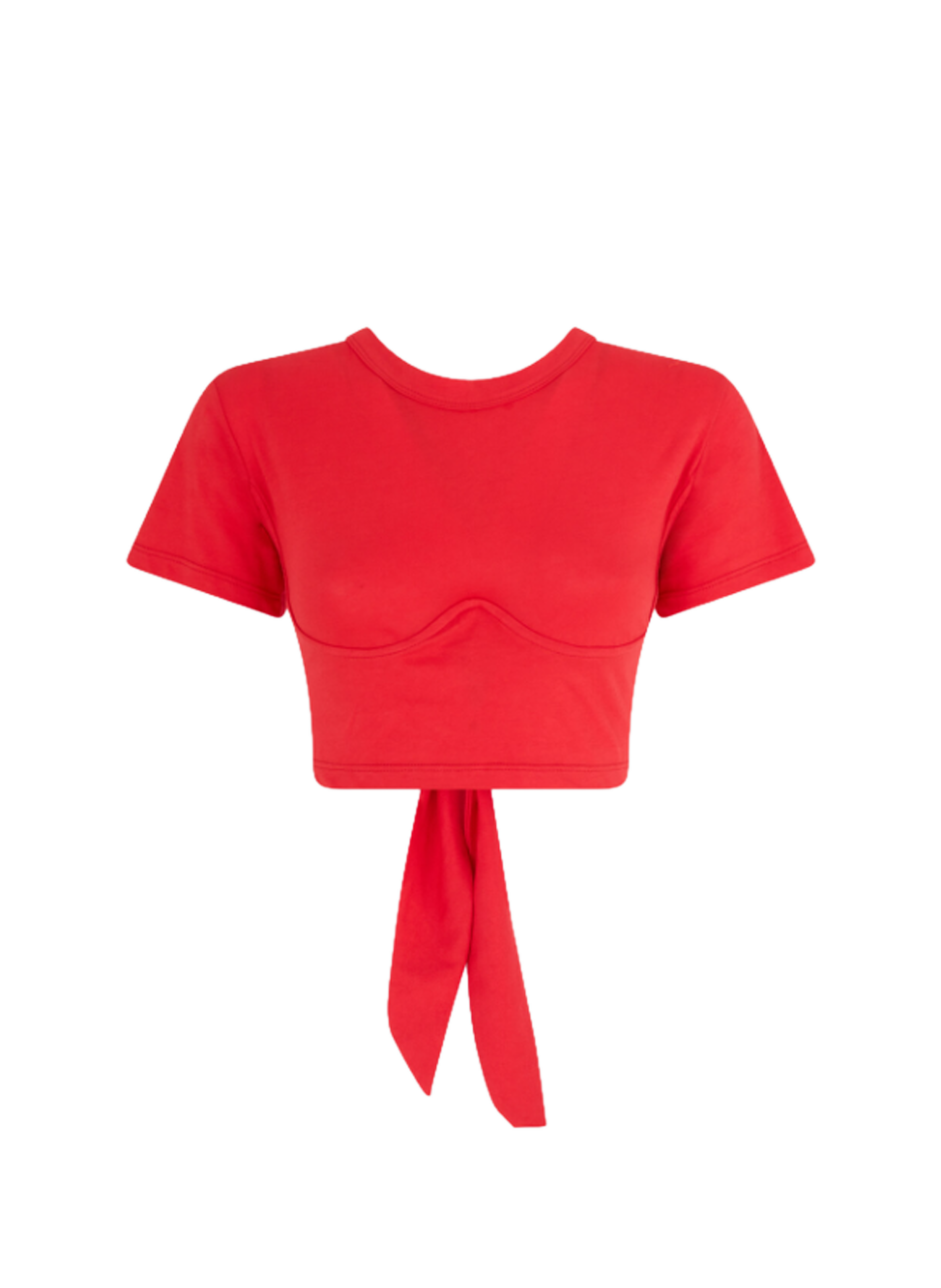 T-shirt à nouer et détails armatures en coton THE ATTICO Rouge