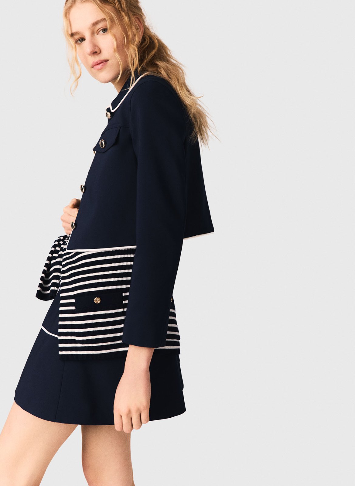 Veste courte en coton mélangé MAJE Bleu