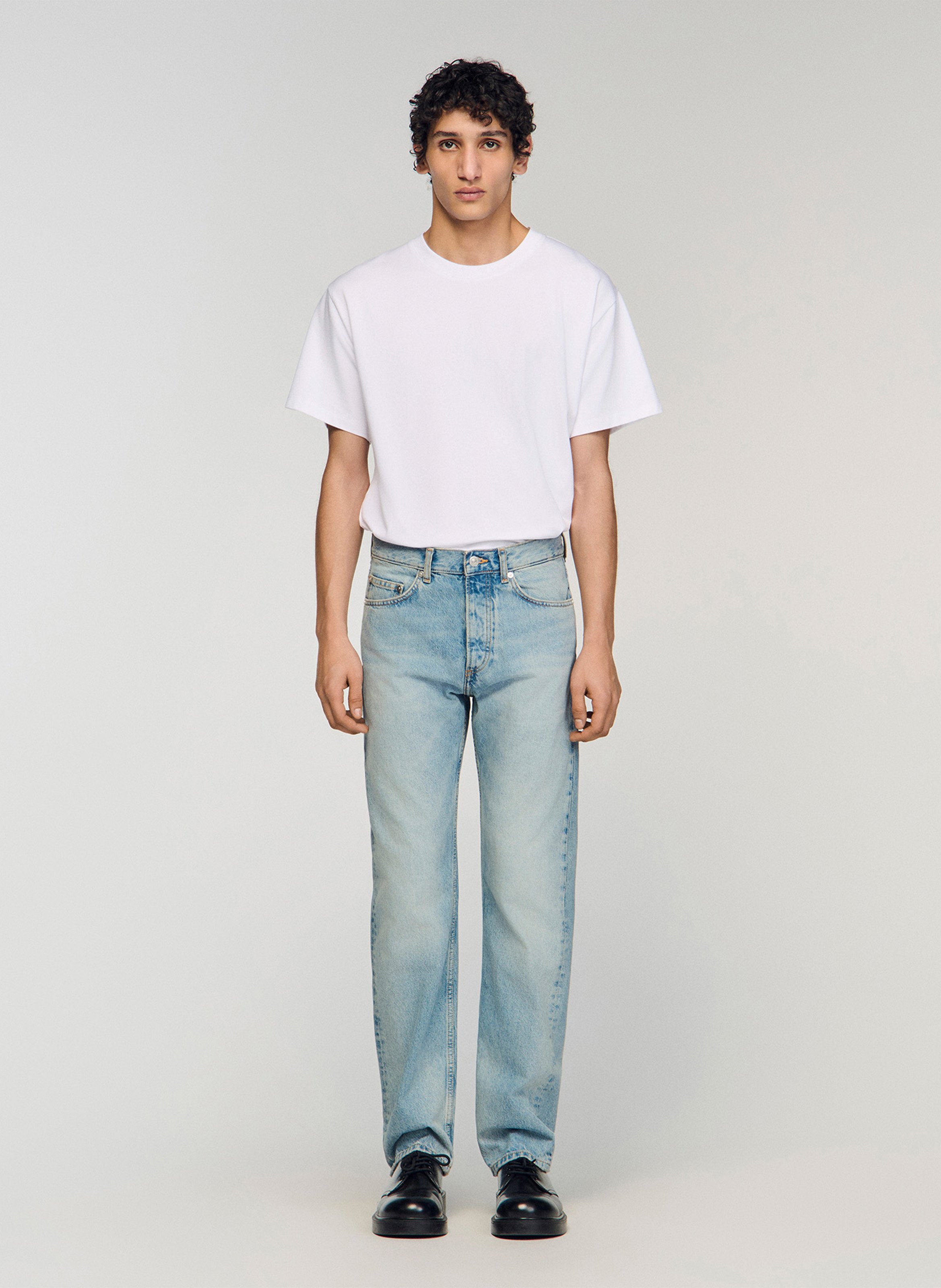 Jean droit en coton SANDRO Bleu