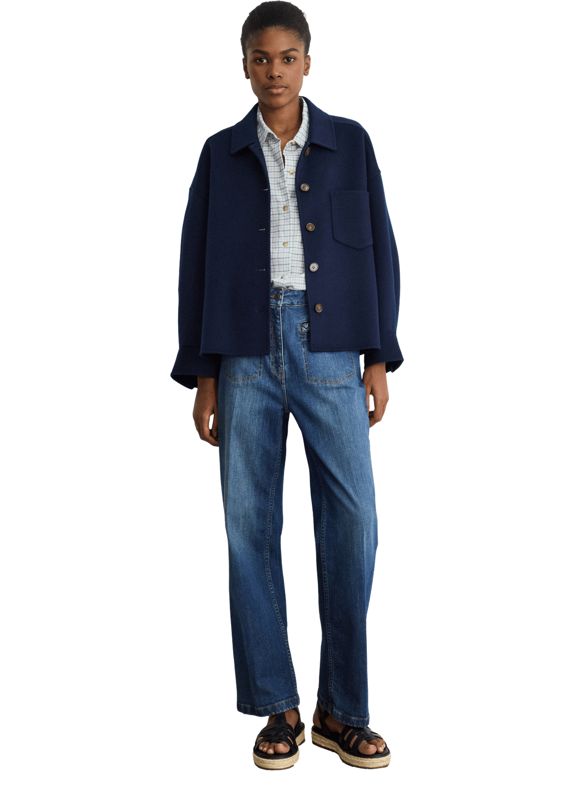 Surchemise en laine double face - dounia PABLO Bleu