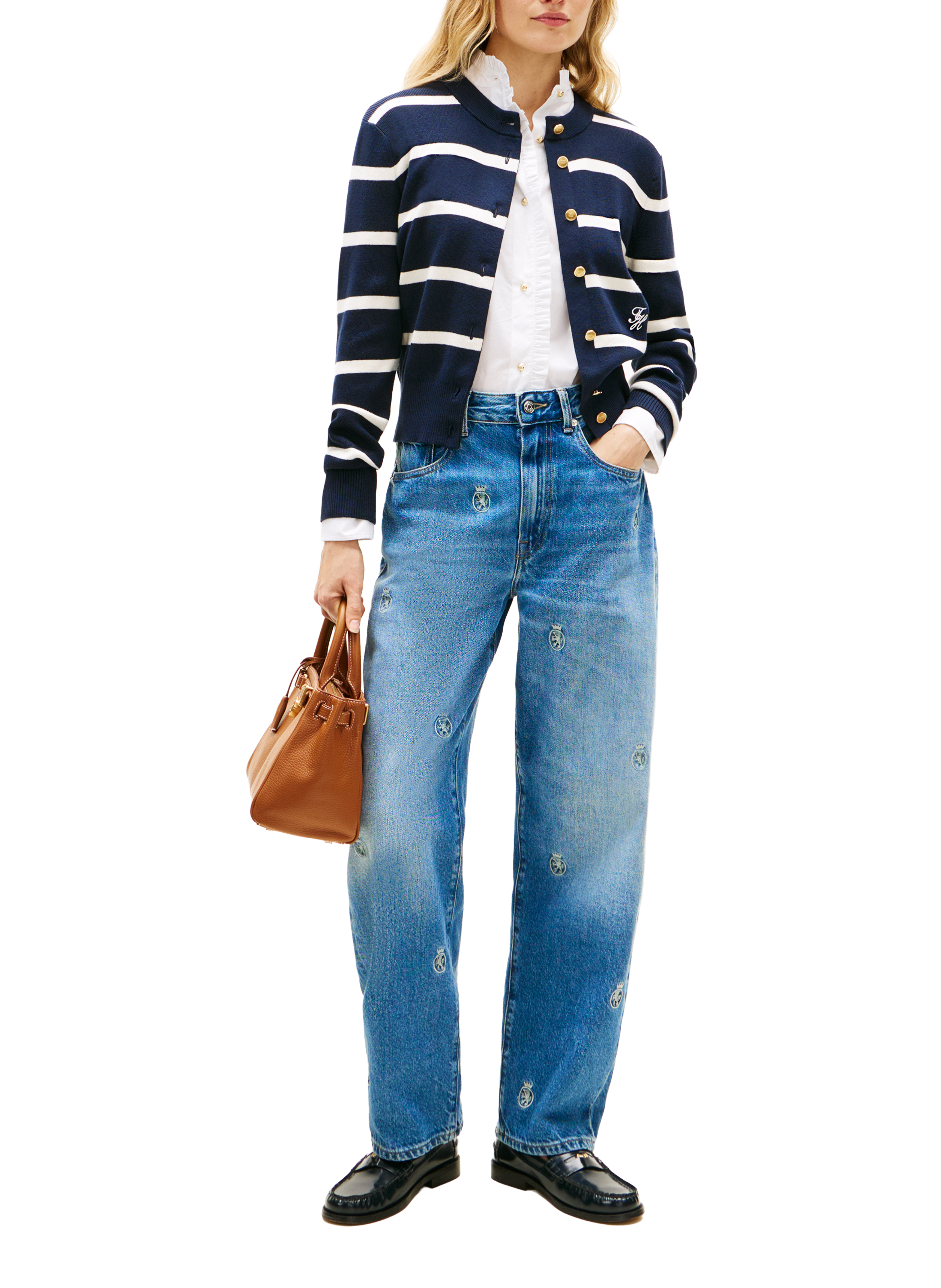 Cardigan à rayures en coton TOMMY HILFIGER Multicolore