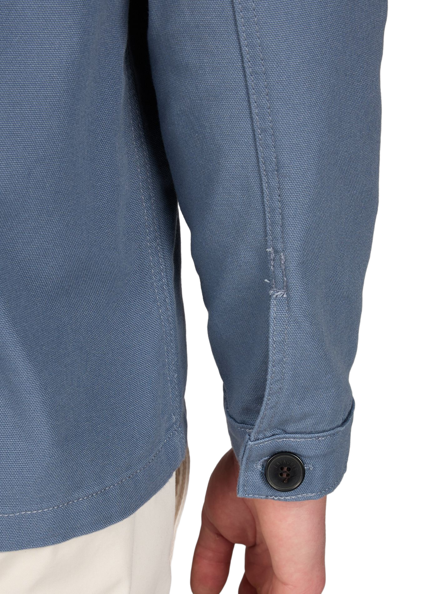 Solid color straight buttoned cotton jacket LAFAURIE Blue