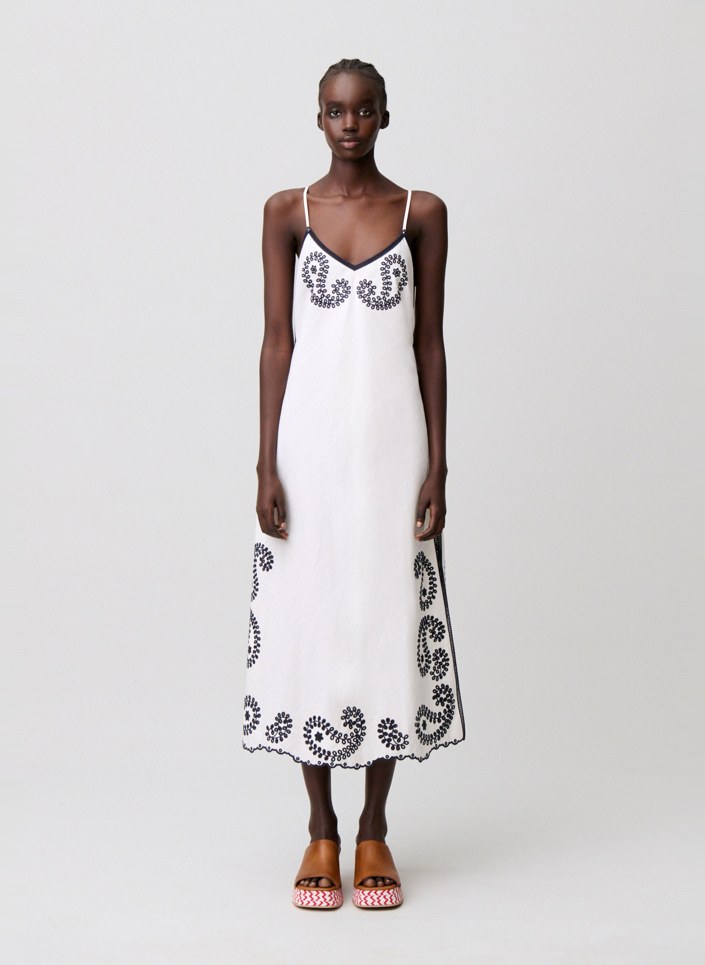 Robe lidi col v en coton mélangé CLAUDIE PIERLOT Multicolore