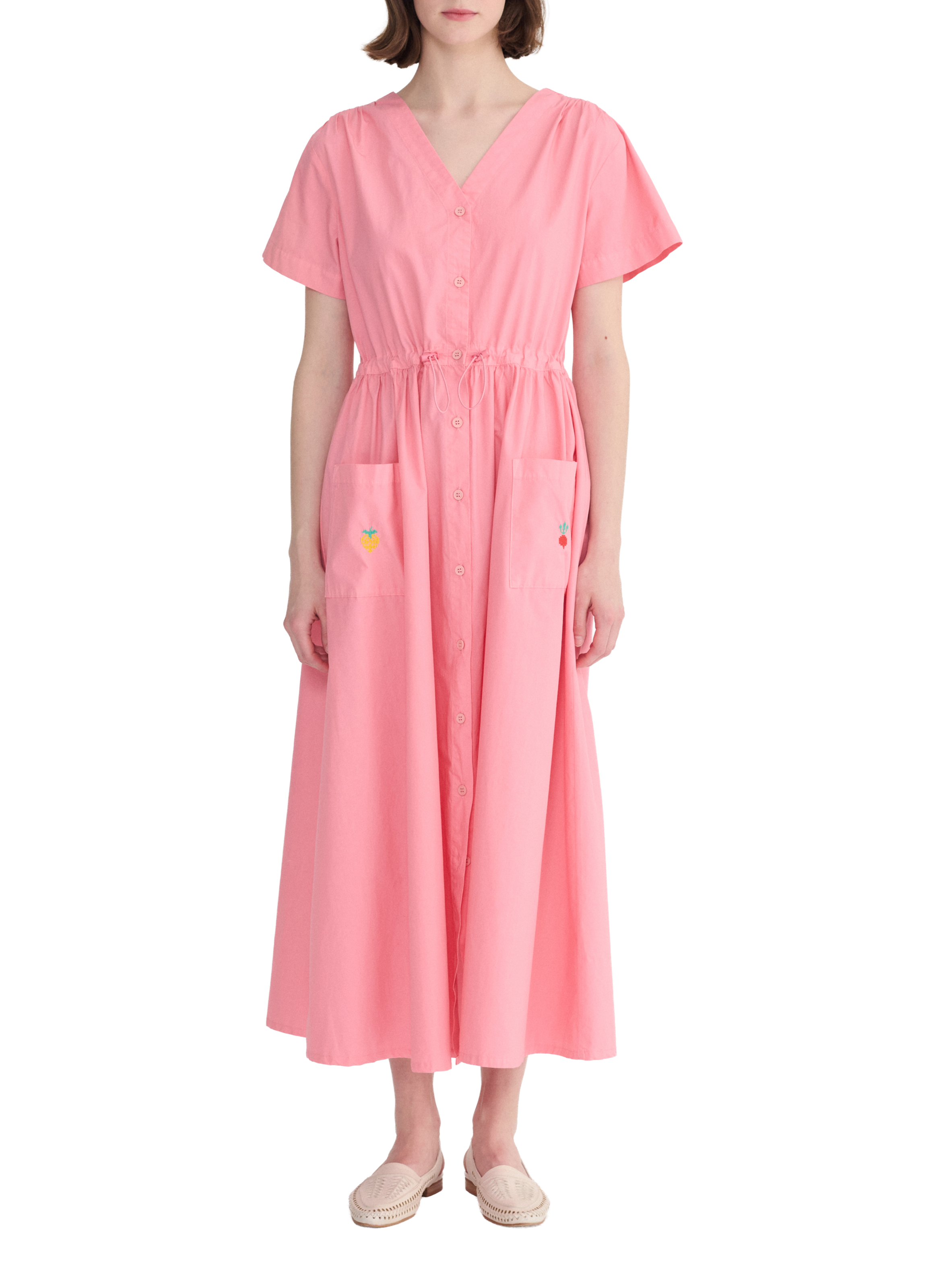 Robe chemise à col V en coton biologique BOBO CHOSES Rose