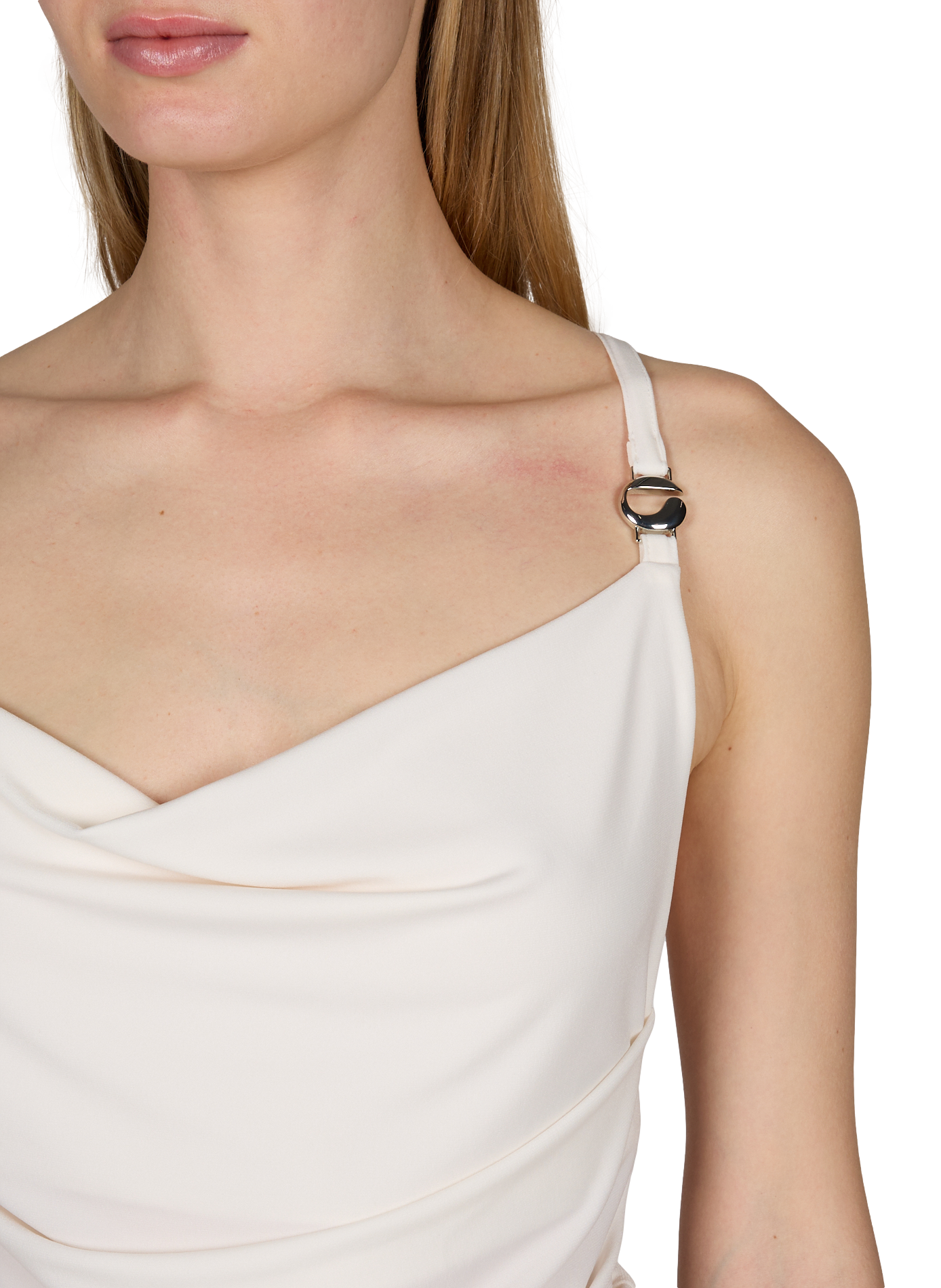 Robe longue bénitier drapée C-Logo COPERNI Blanc