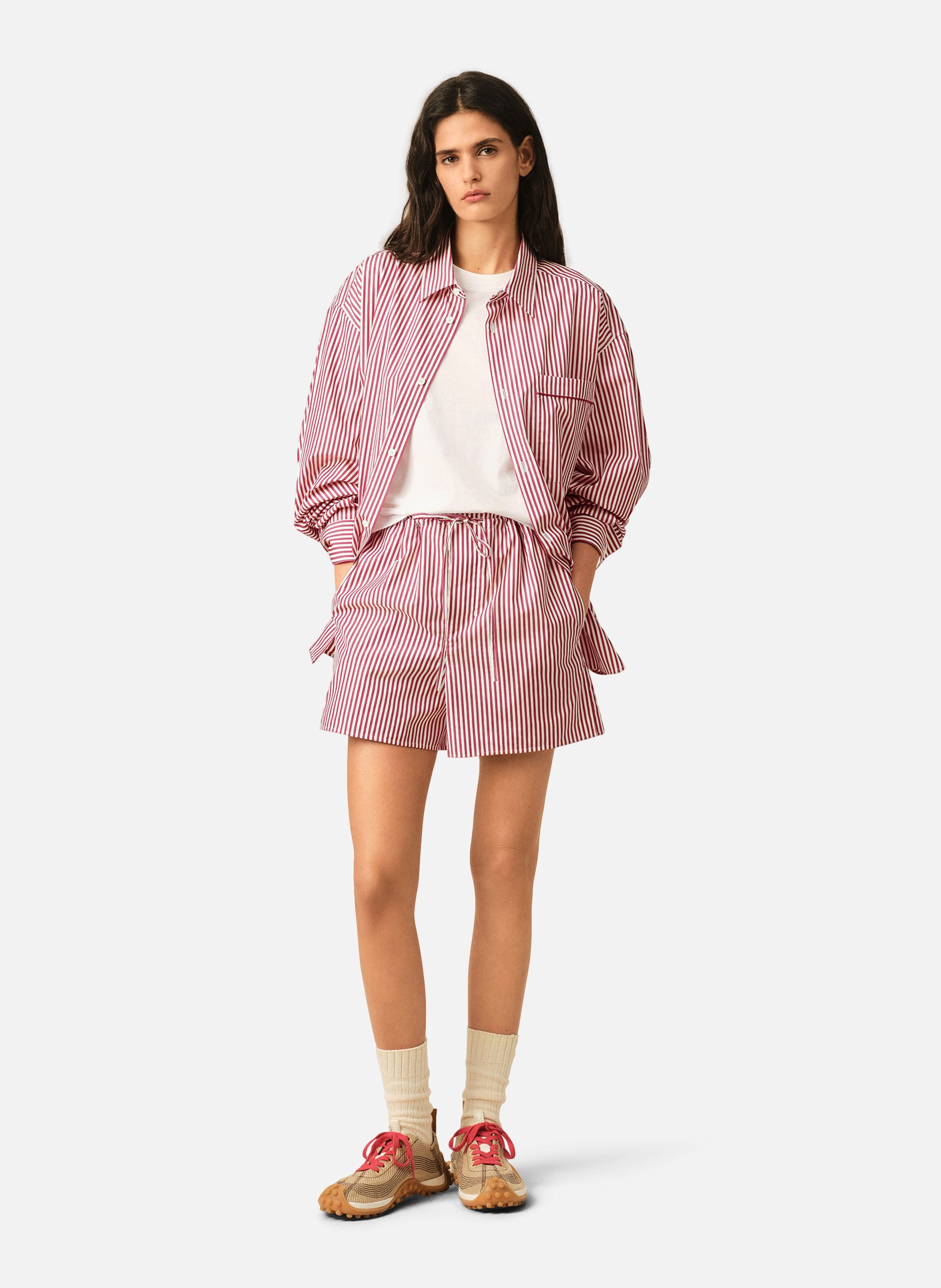 Short à rayures ami de coeur flèche unisexe en coton AMI PARIS Blanc