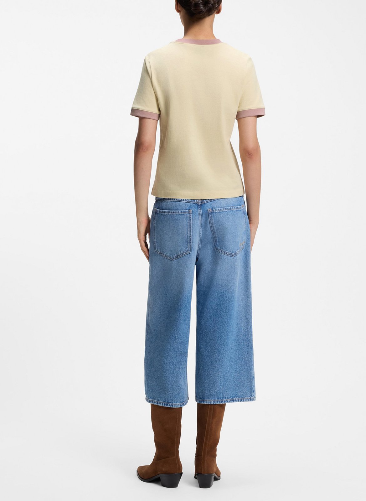 Tee-shirt col rond en coton BOSS Jaune