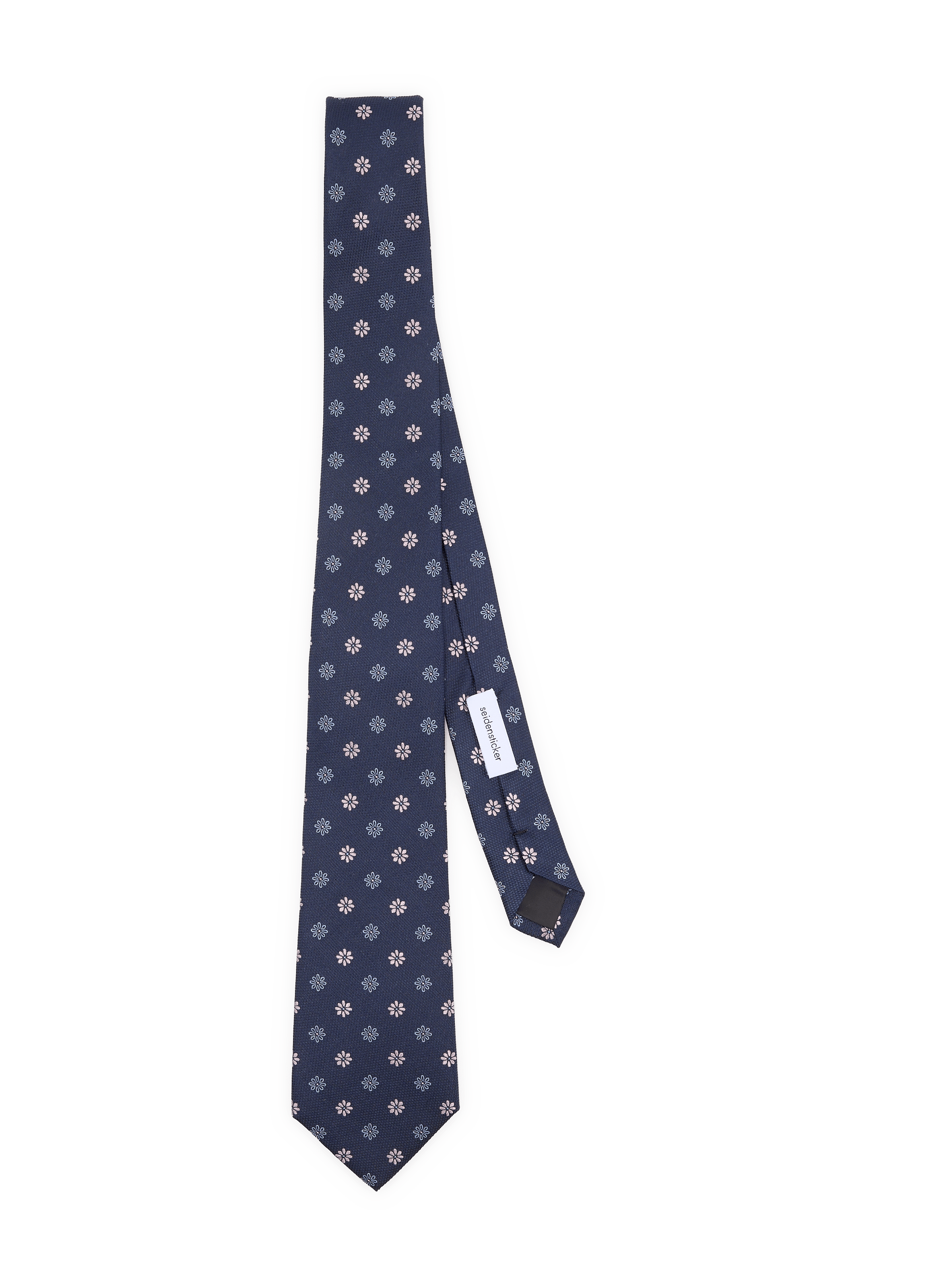 Tie with embroidered floral pattern in blended cotton SEIDENSTICKER Blue