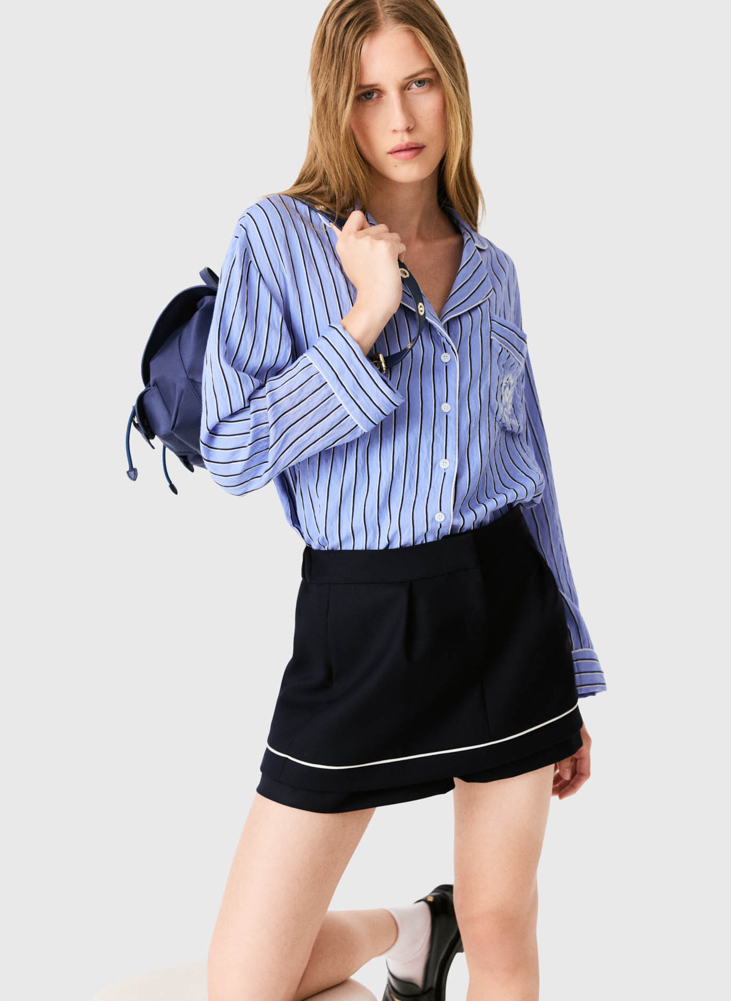 Chemise droite fluide rayée MAJE Bleu