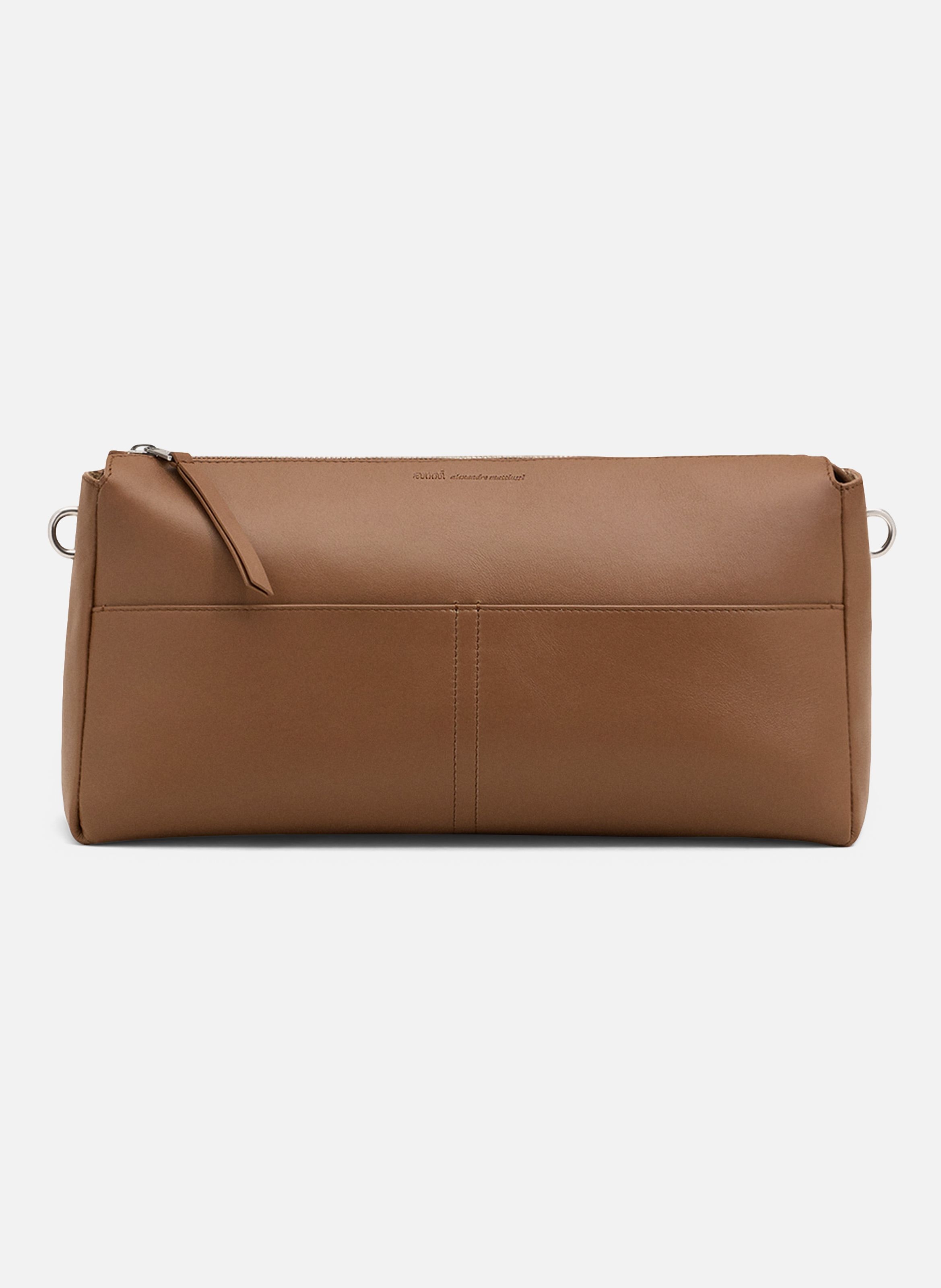 Sac zippé carrousel unisexe en cuir de veau AMI PARIS Marron