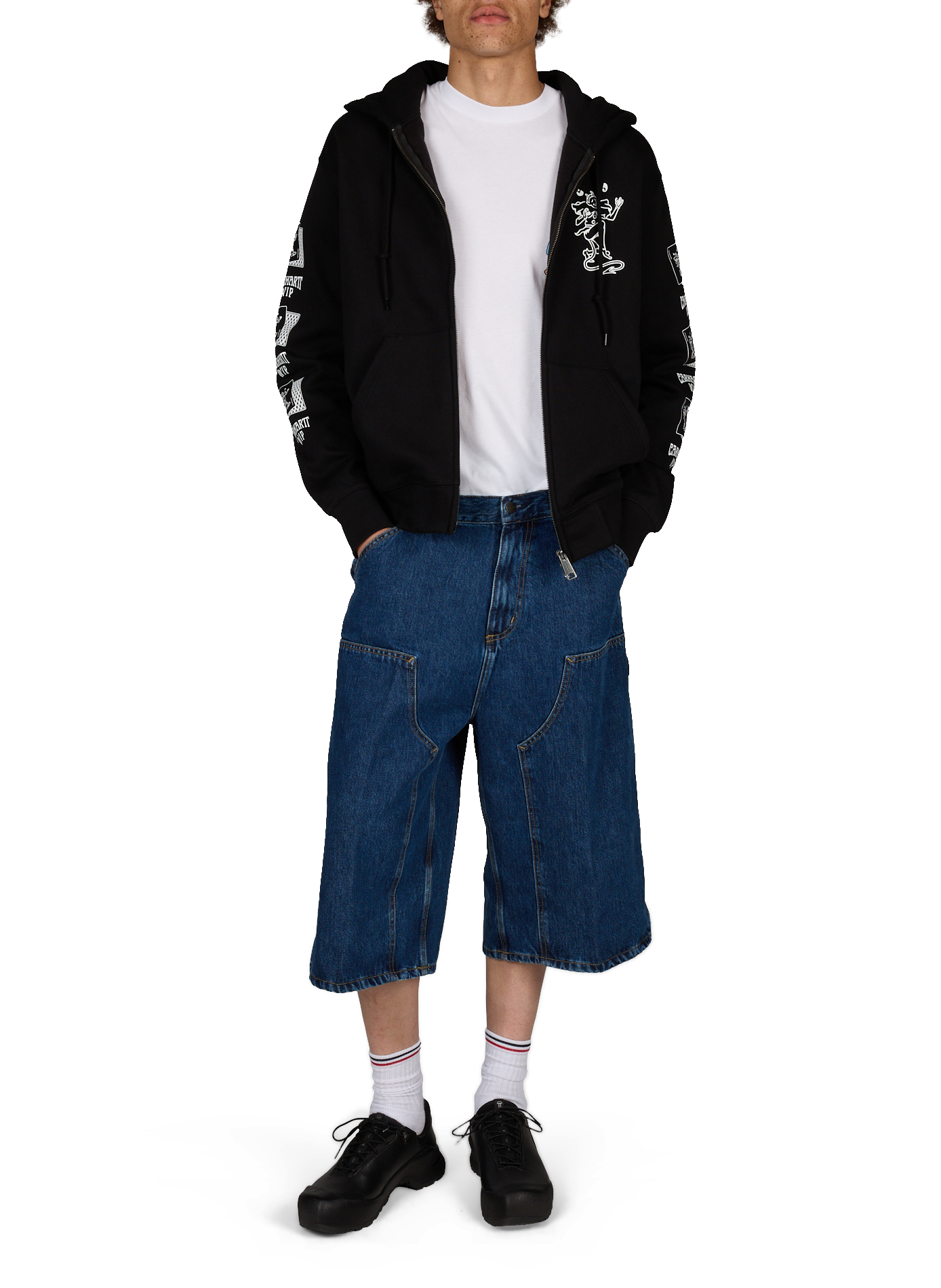 Printed zip-up sweatshirt in cotton CARHARTT WIP Black