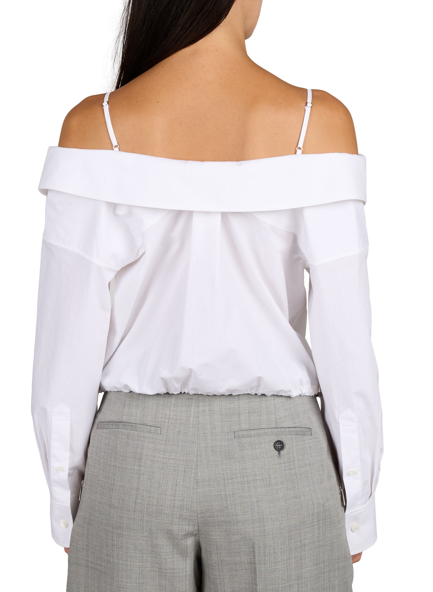 Chemise unie à épaules dénudées en coton ALEXANDER WANG Blanc