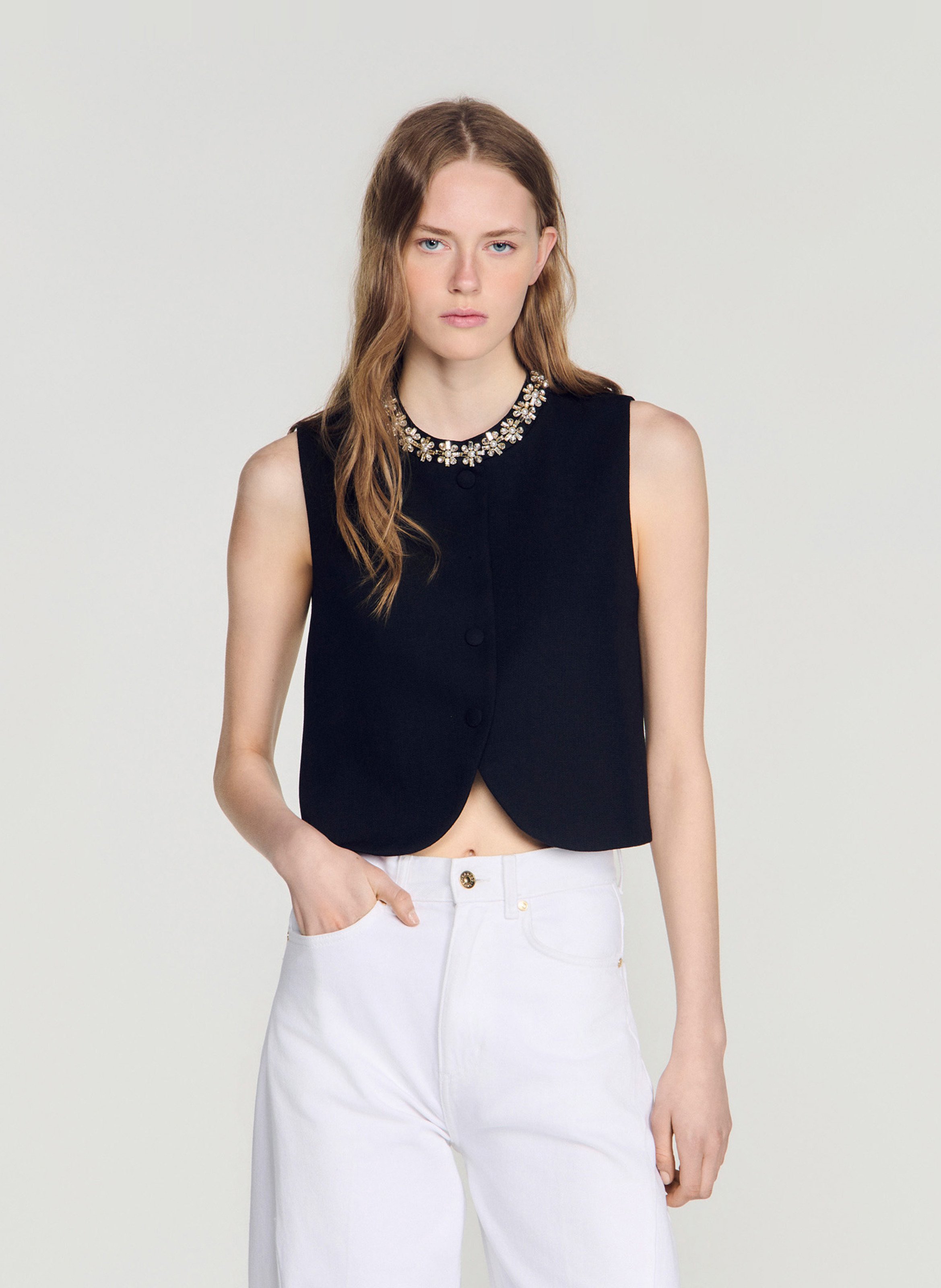 Veston court en laine SANDRO Noir