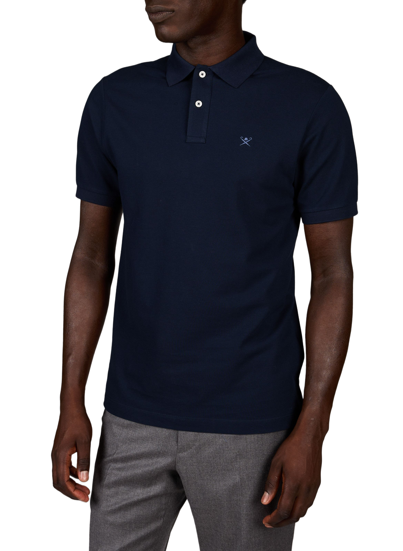 Polo droit à logo brodé en coton HACKETT Bleu