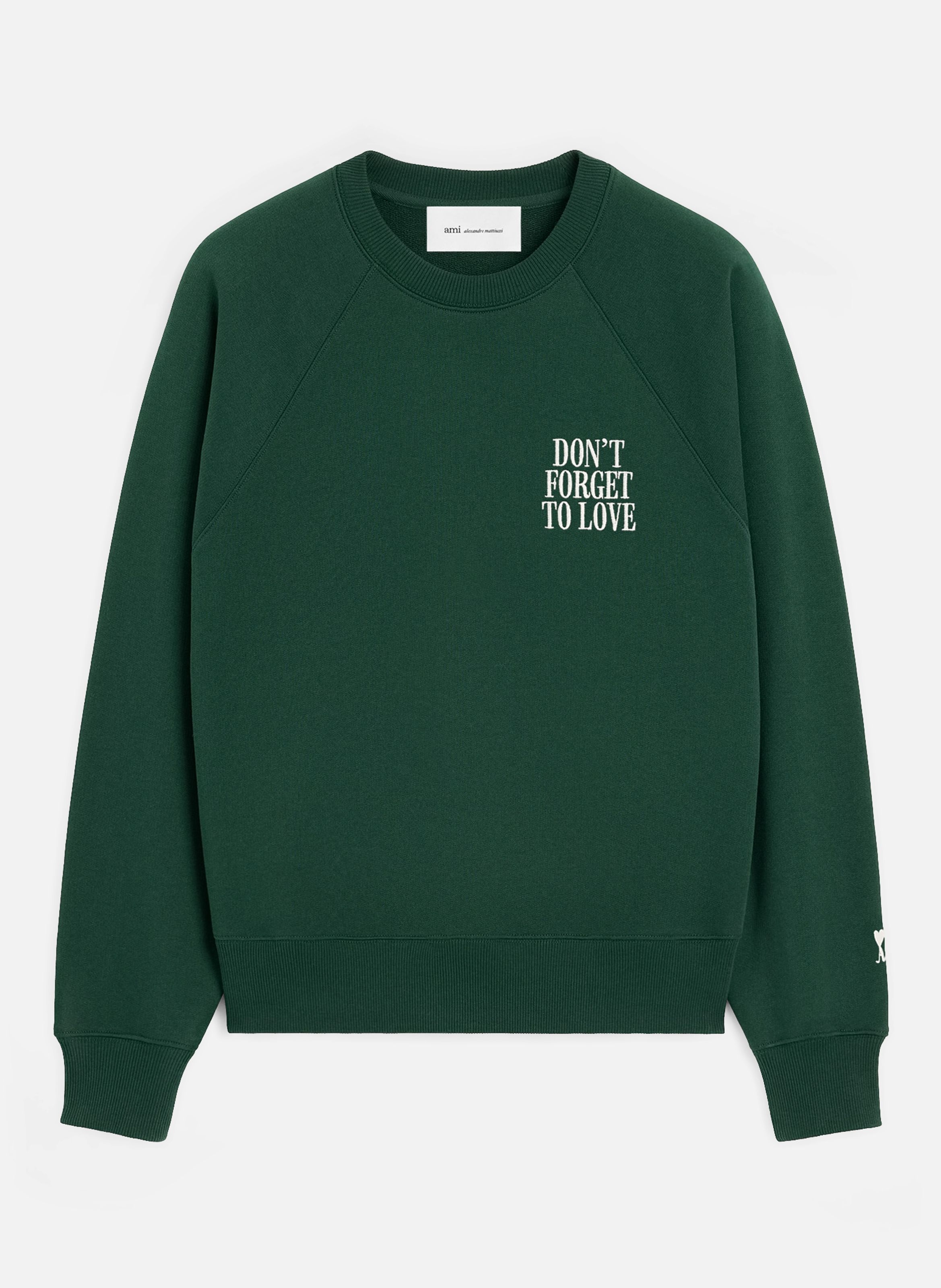 Sweatshirt unisexe en coton "don't forget to love" AMI PARIS Vert