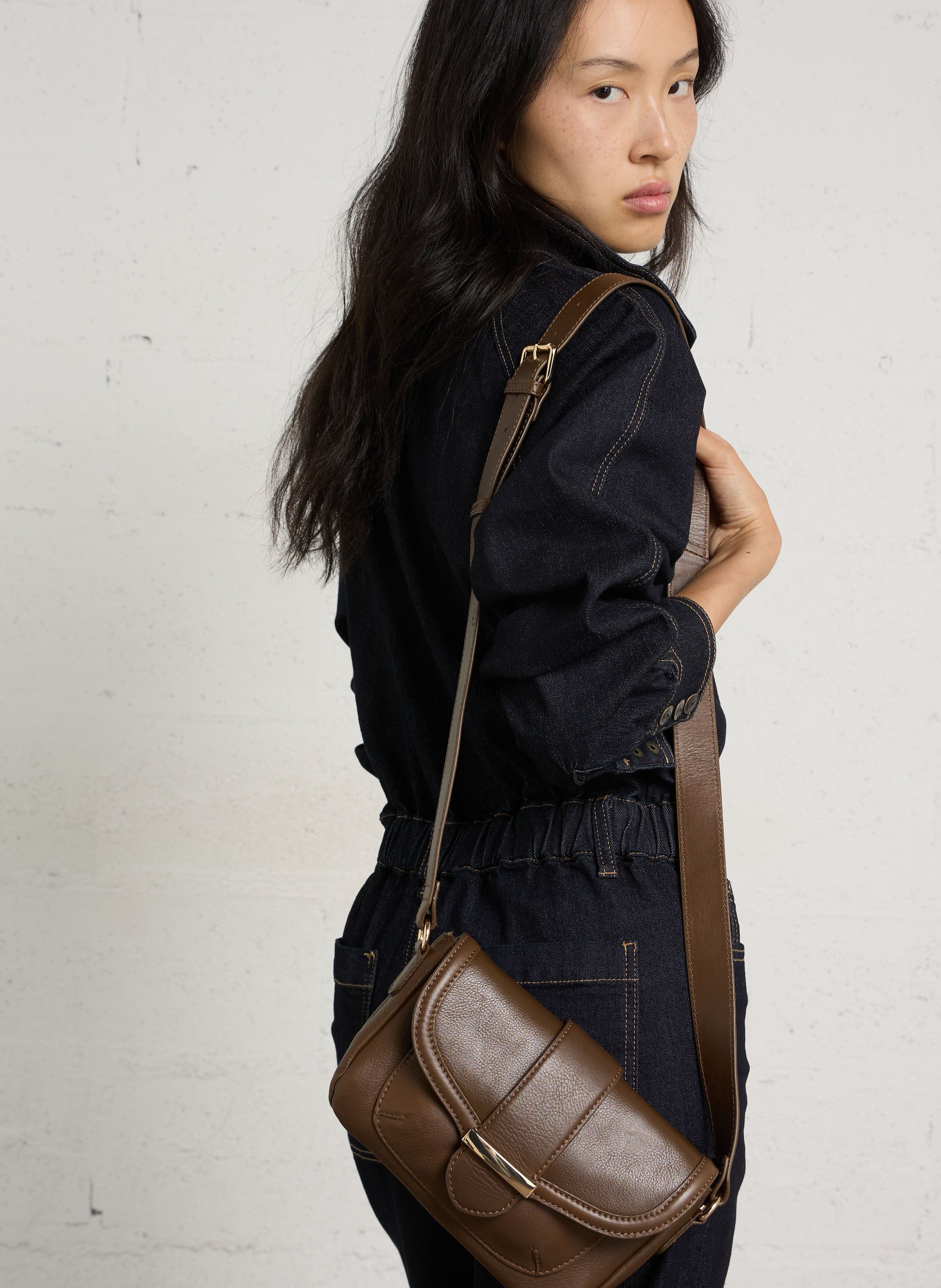 Sac bandoulière en cuir de vache marcel MAISON 123 Kaki