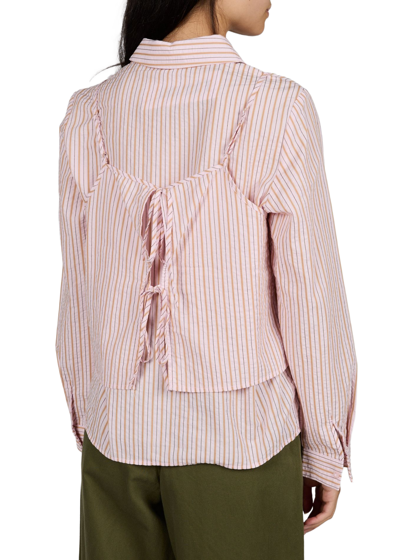 Gestreiftes 2-in-1-Blusenshirt OBJZIRA aus Baumwolle OBJECT Rosa