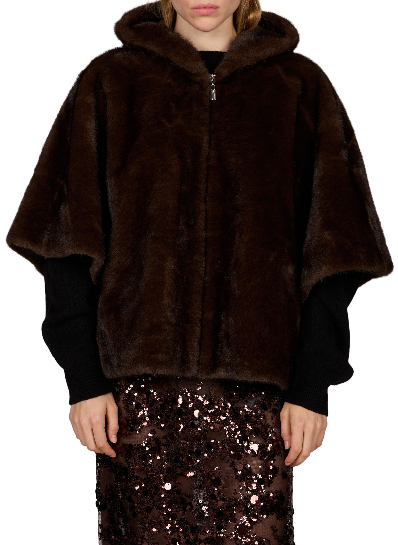 Cape Gwen faux fur effect BERENICE Brown