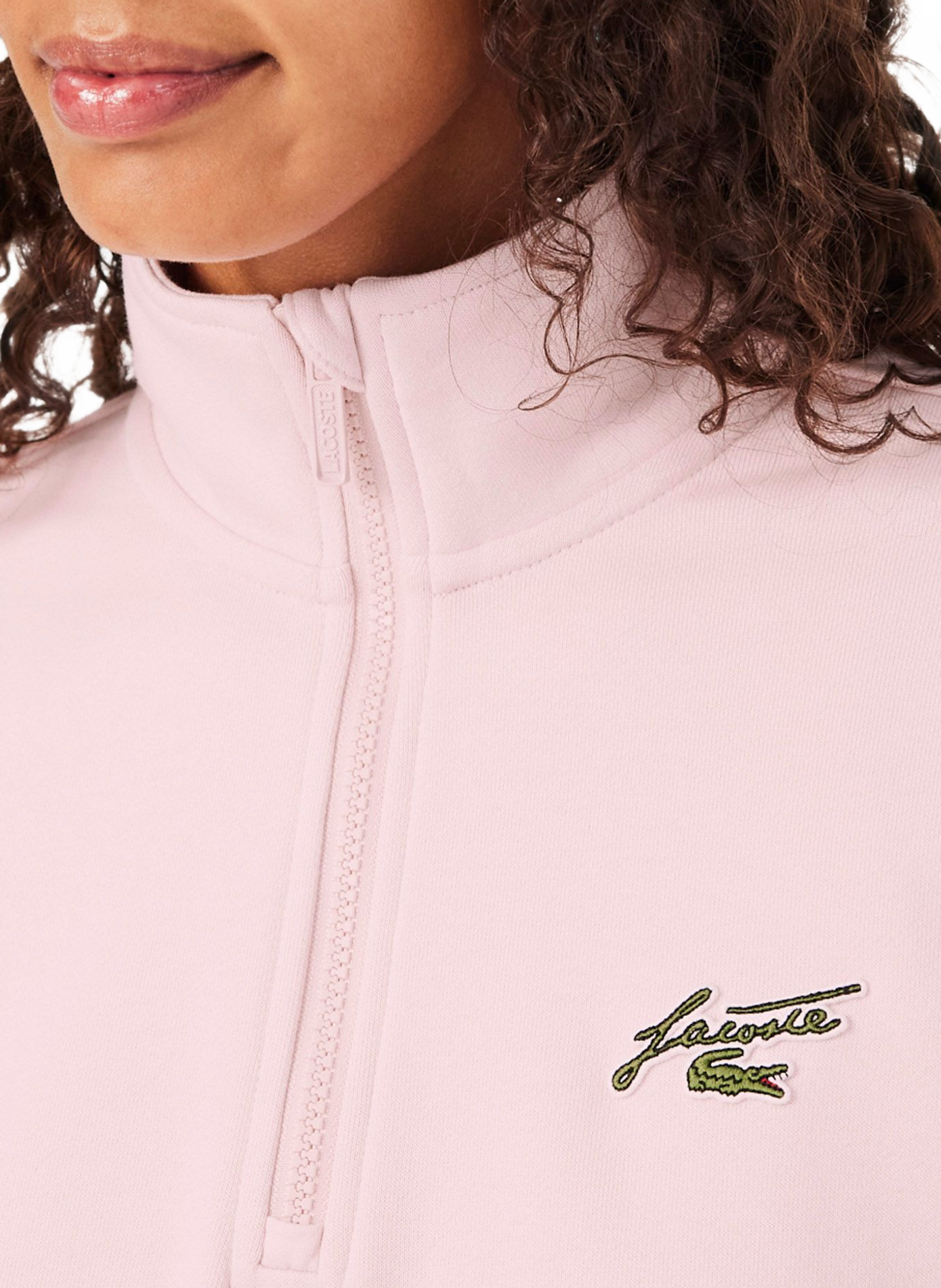 Sweat droit col montant en coton mélangé LACOSTE Rose