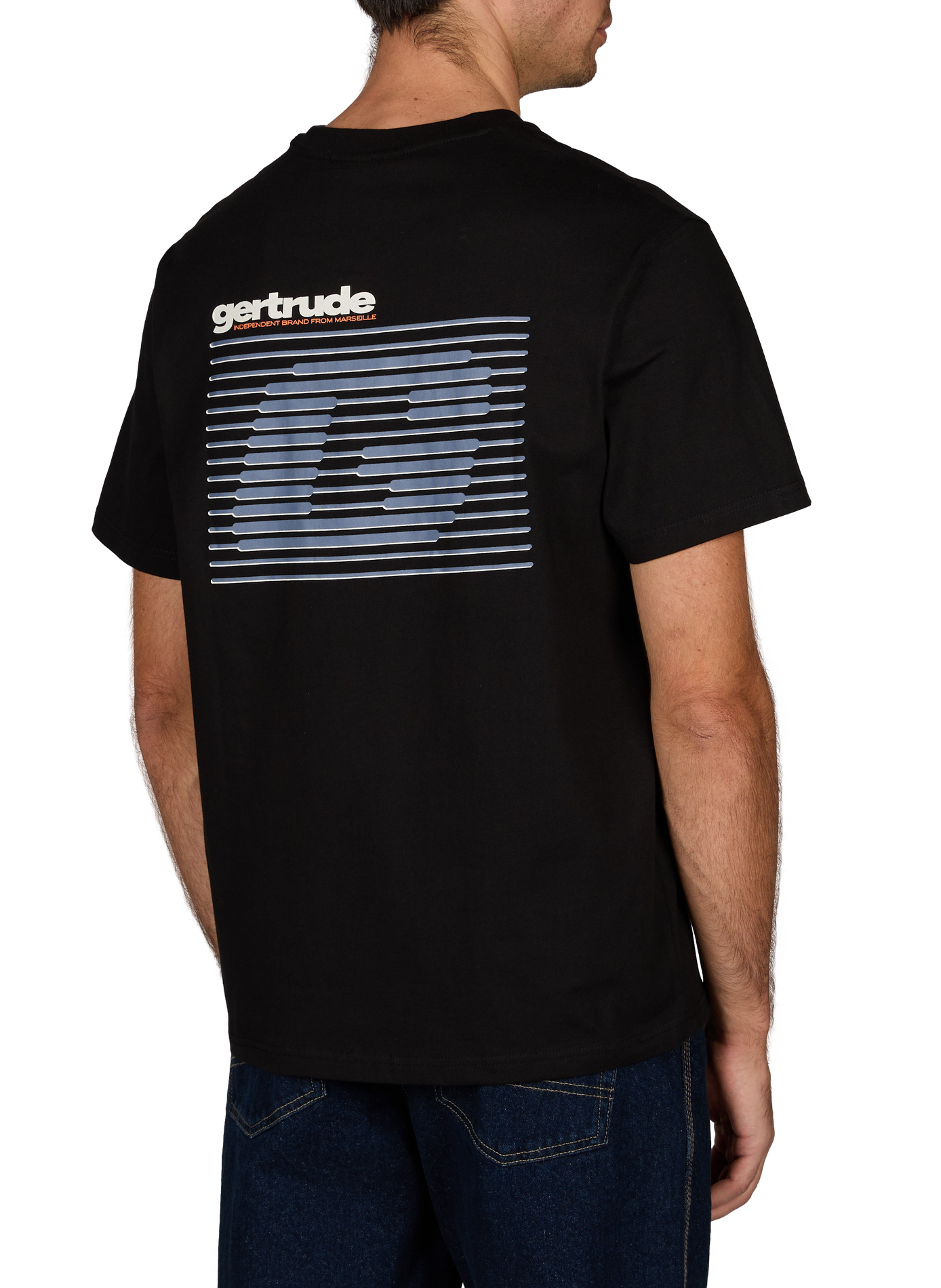 Leonstripe straight-fit crew-neck printed cotton T-shirt GERTRUDE Black