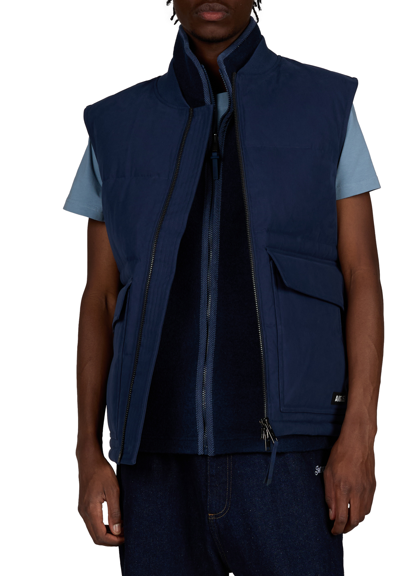 Blouson sans manche col teddy en coton mélangé AIGLE Bleu