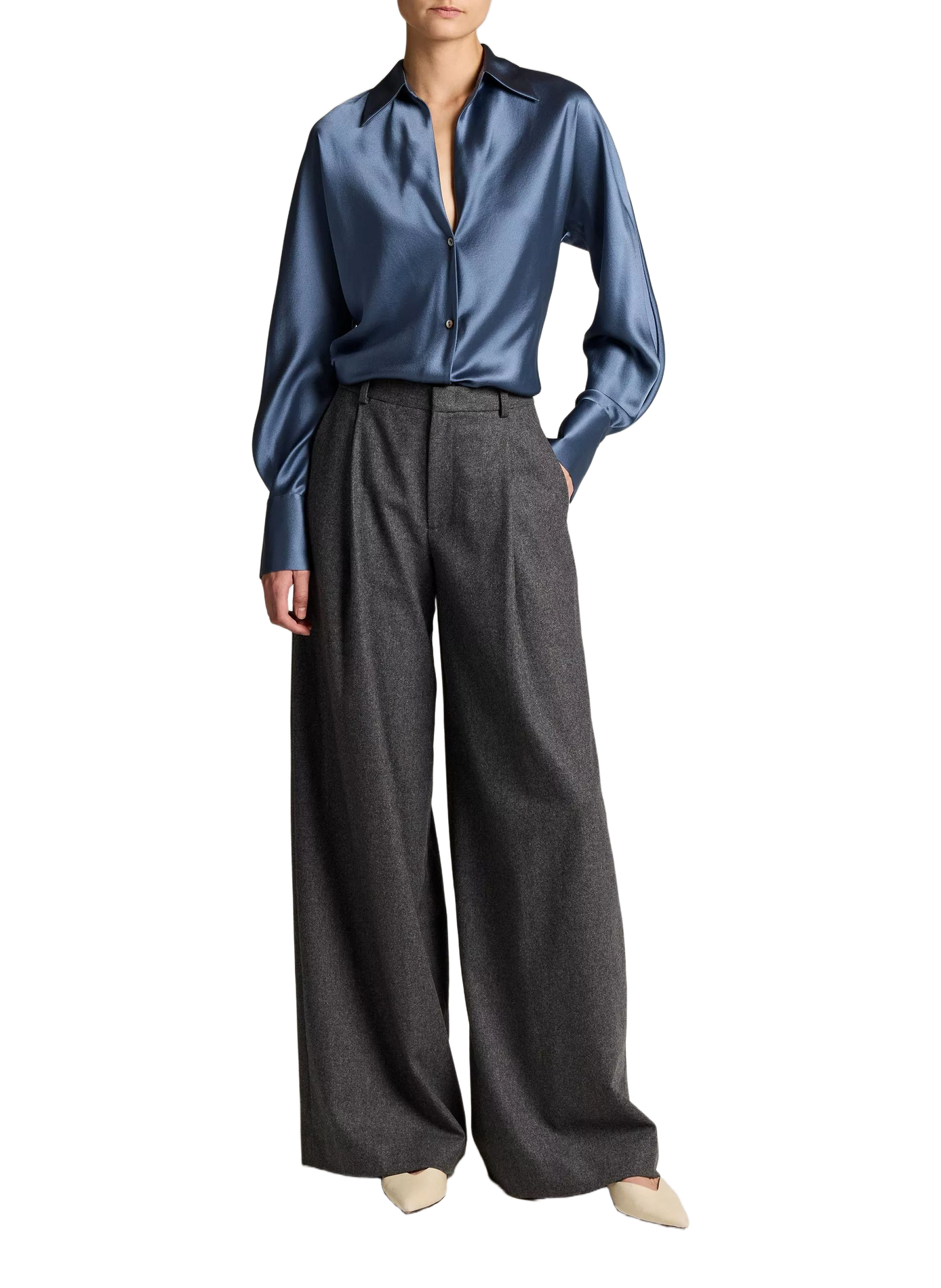Silk long-sleeved blouse VINCE Blue