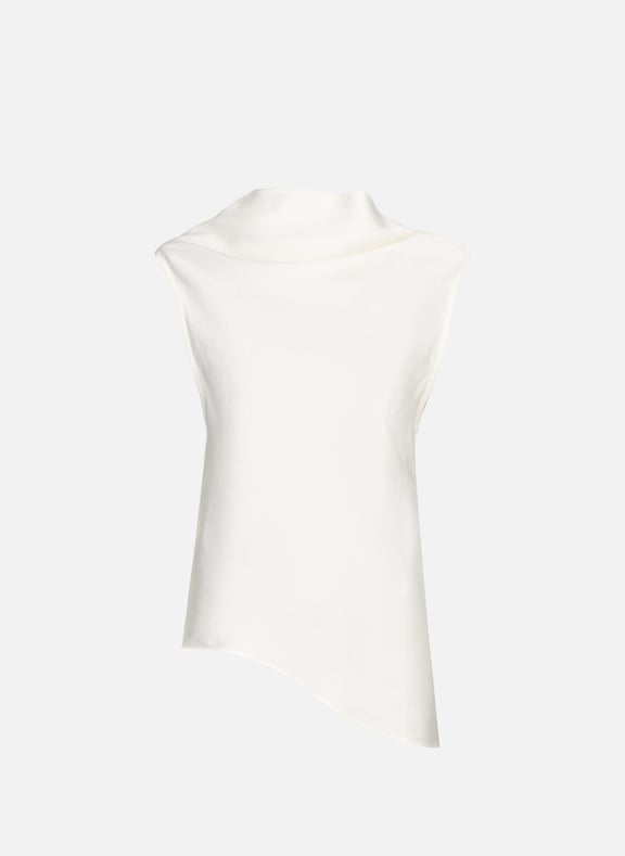 Top asymétrique en lin mélangé Blanc by MARQUES ALMEIDA MARQUES ALMEIDA Top asymétrique en lin mélangé Blanc