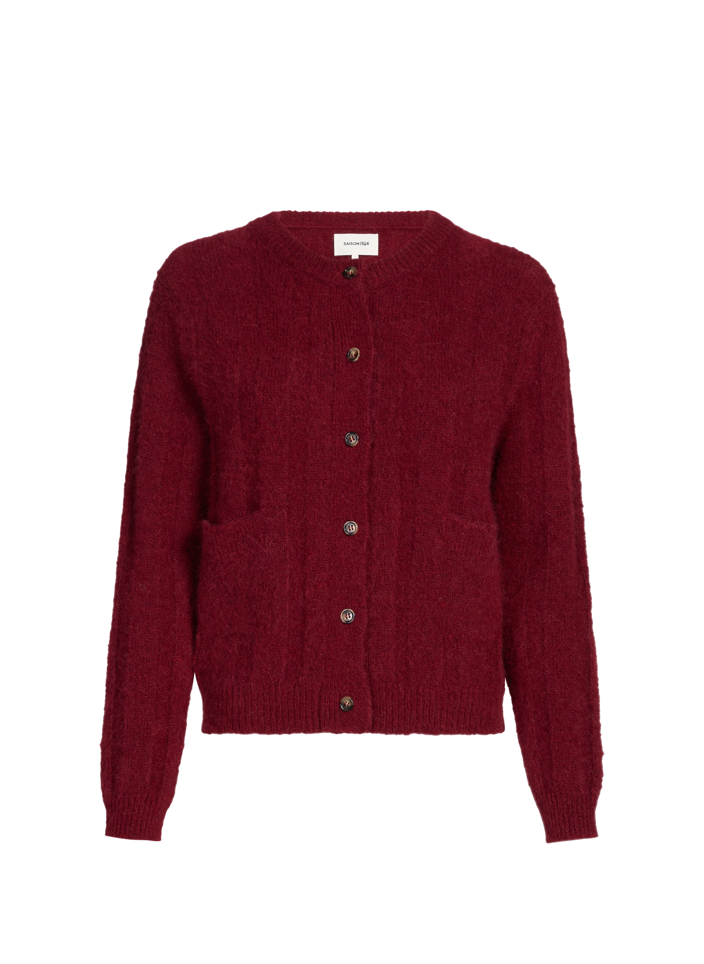 Cardigan Wywy col rond en alpaga et laine mélangés SAISON 1865 Rouge