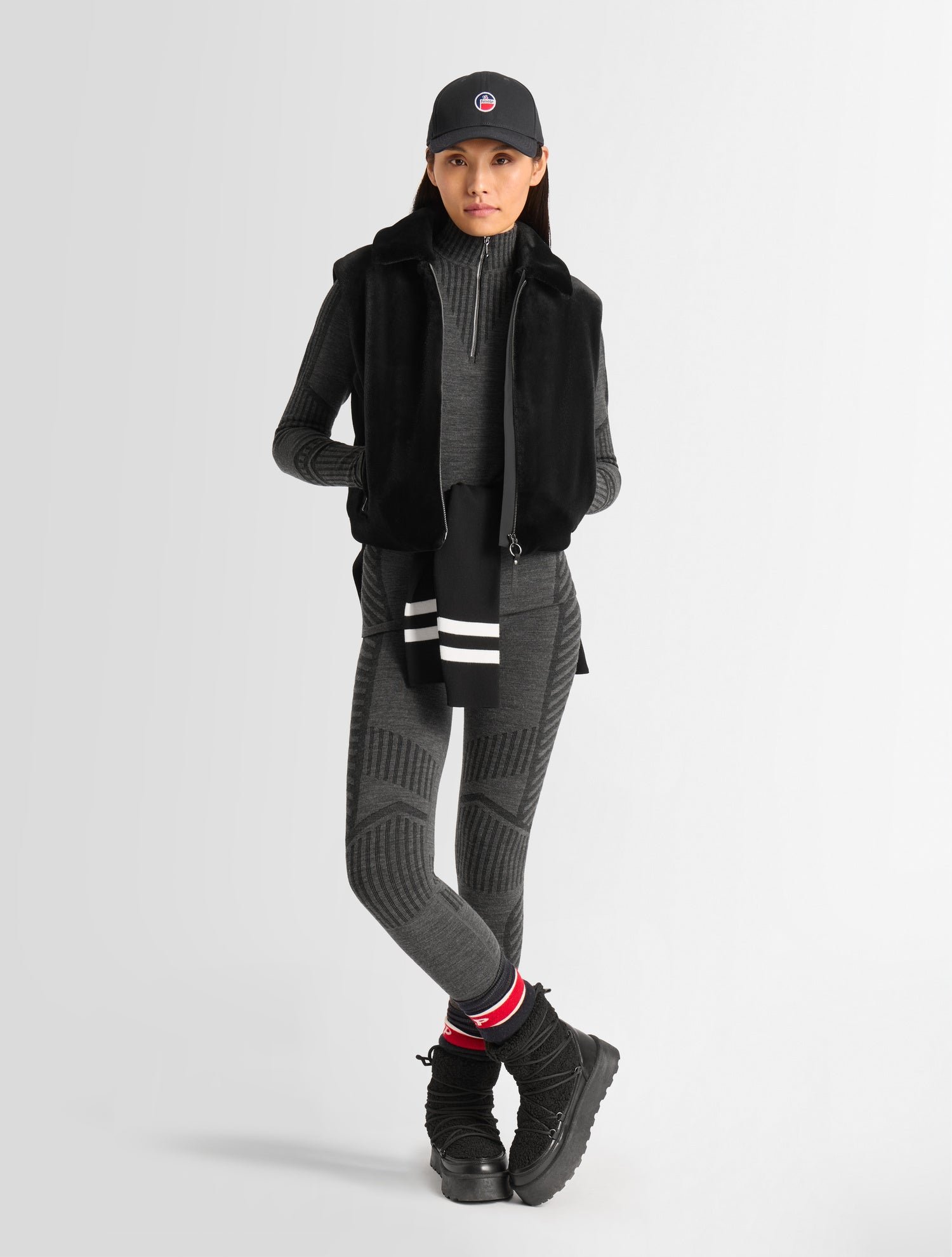 Veste sans manches piagina col tailleur coupe regular FUSALP Noir