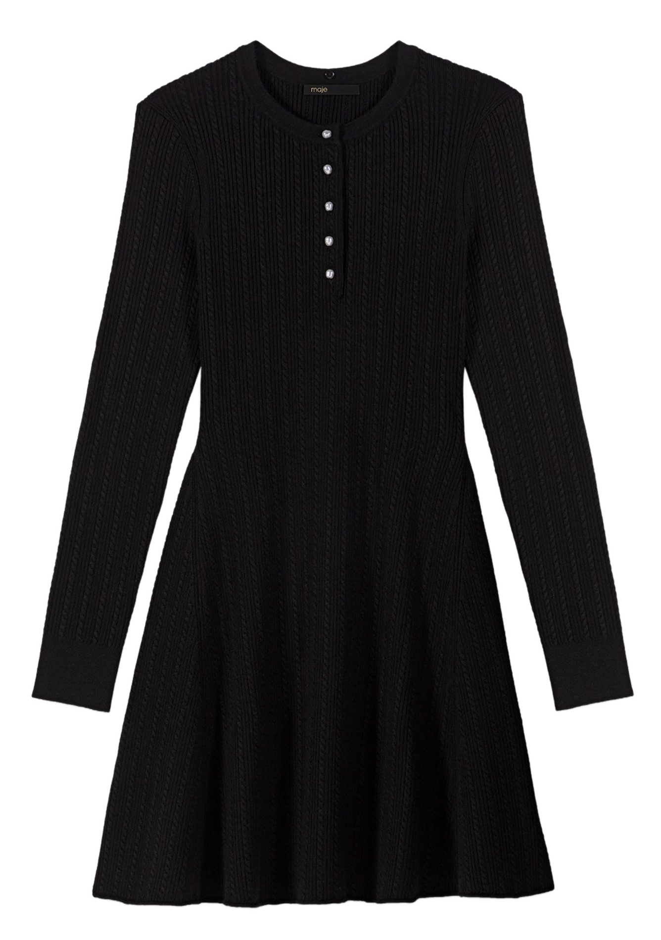 Robe courte col rond en maille MAJE Noir